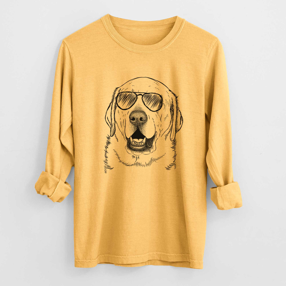 Aviator Sparks the Labrador Retriever - Men's Heavyweight 100% Cotton Long Sleeve