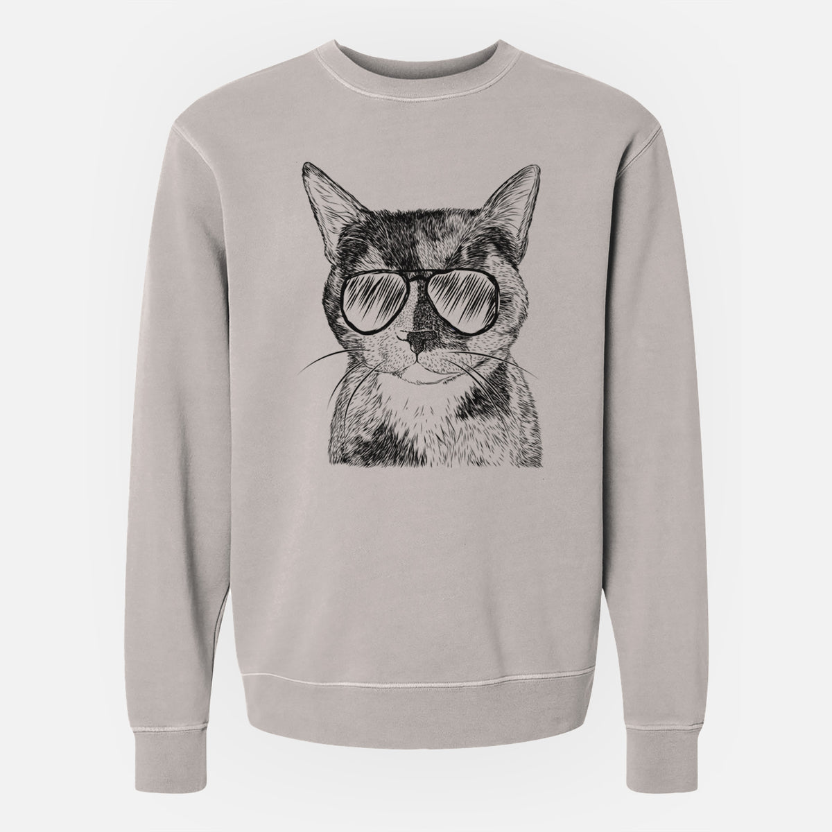 Aviator Spooky Kitty the Tortoiseshell Cat - Unisex Pigment Dyed Crew Sweatshirt