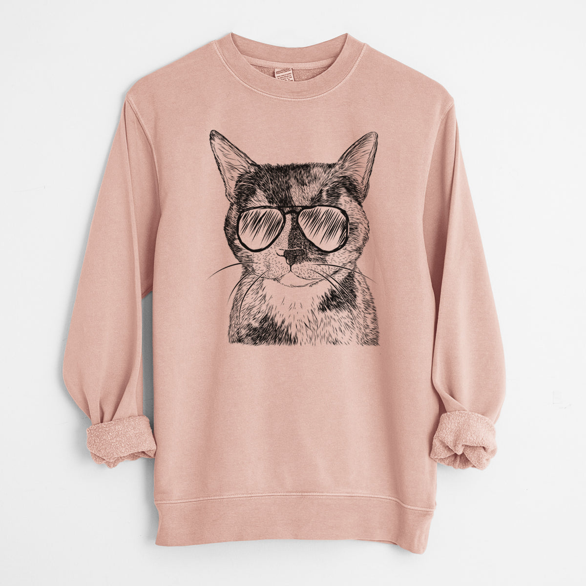 Aviator Spooky Kitty the Tortoiseshell Cat - Unisex Pigment Dyed Crew Sweatshirt