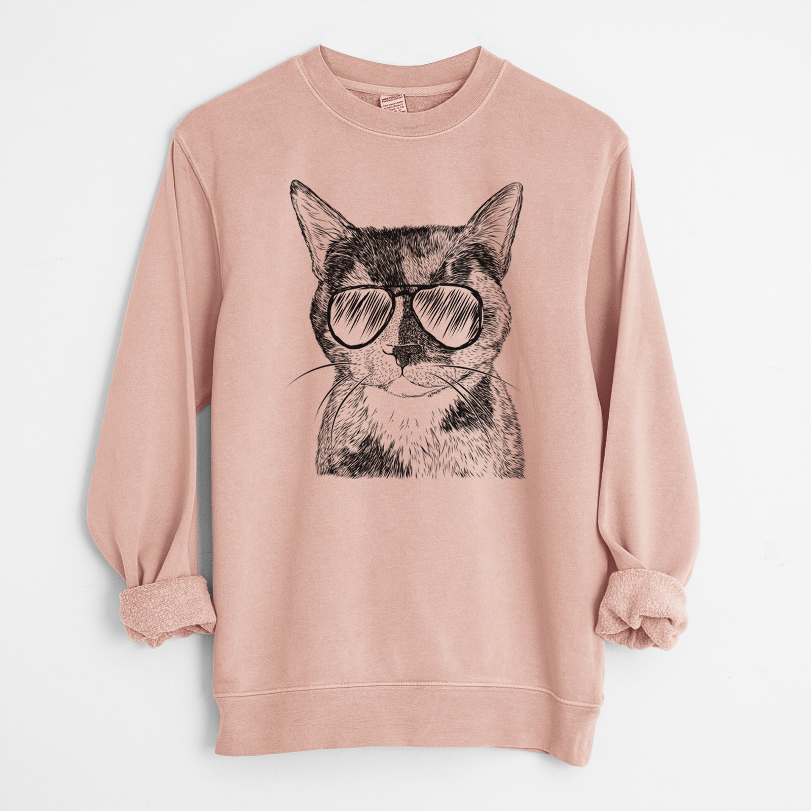 Aviator Spooky Kitty the Tortoiseshell Cat - Unisex Pigment Dyed Crew Sweatshirt