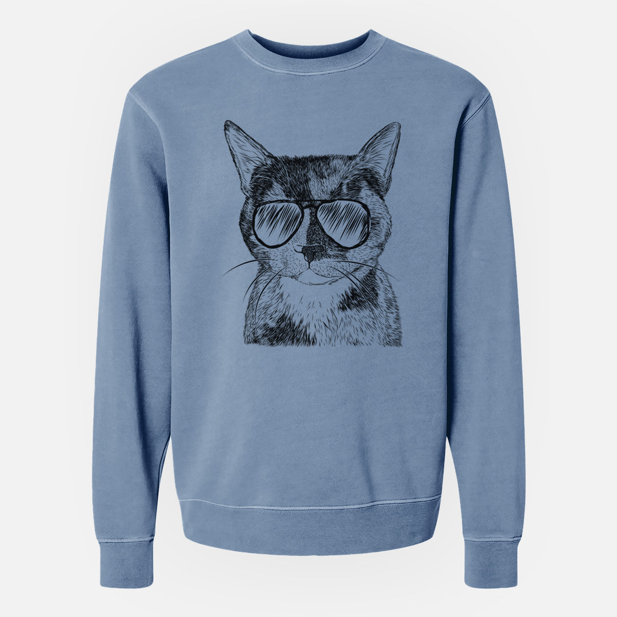 Aviator Spooky Kitty the Tortoiseshell Cat - Unisex Pigment Dyed Crew Sweatshirt