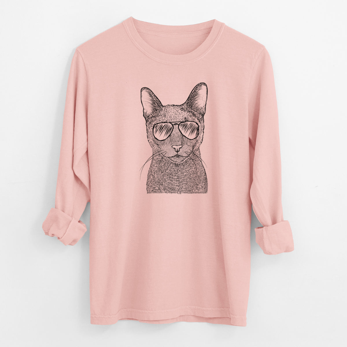 Aviator Stanley the Russian Blue Cat - Men's Heavyweight 100% Cotton Long Sleeve