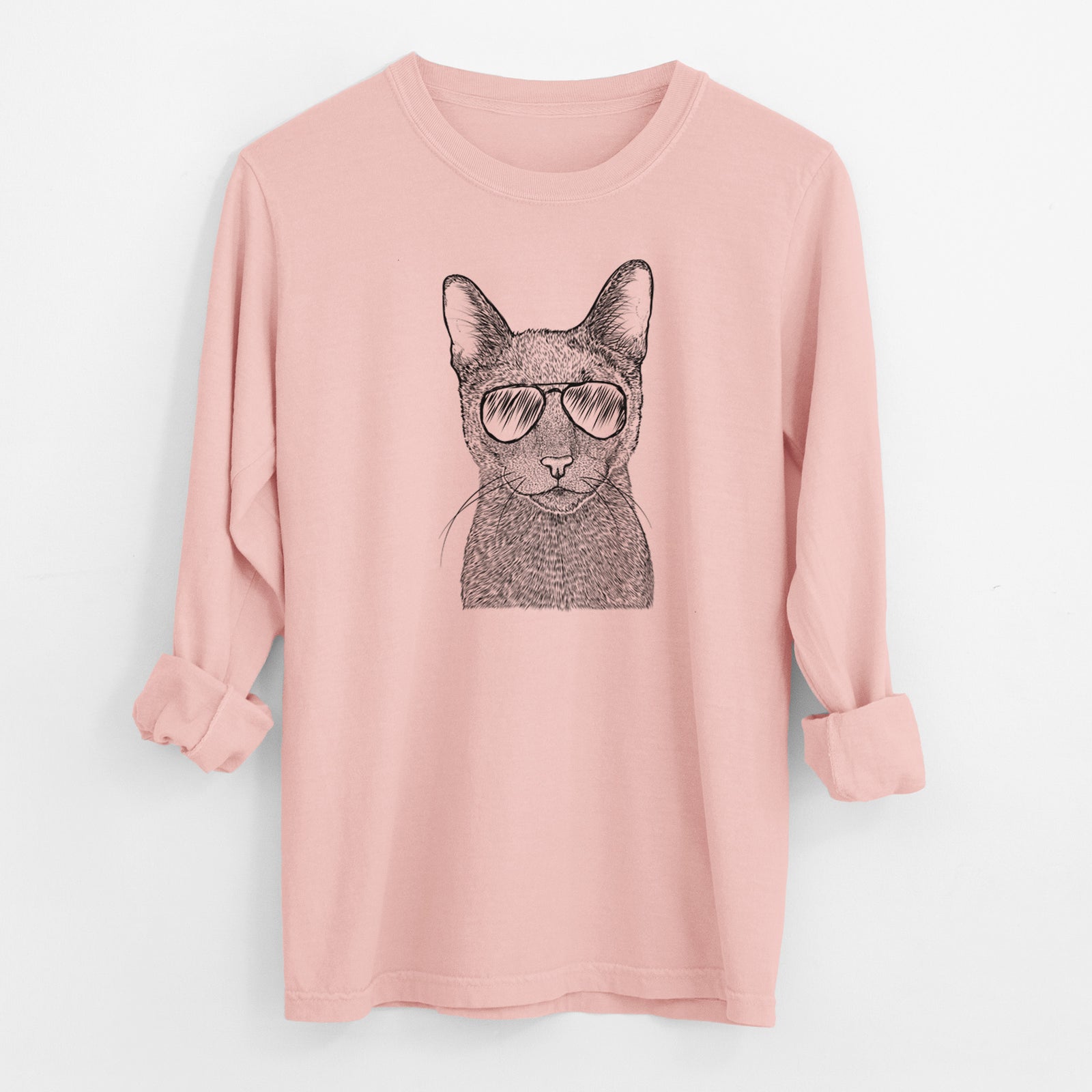 Aviator Stanley the Russian Blue Cat - Men's Heavyweight 100% Cotton Long Sleeve