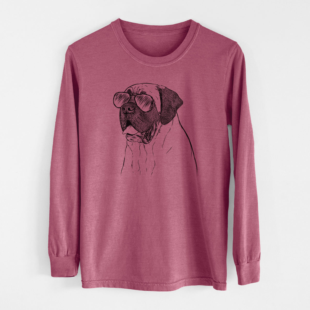 Aviator Sterling the English Mastiff - Men's Heavyweight 100% Cotton Long Sleeve