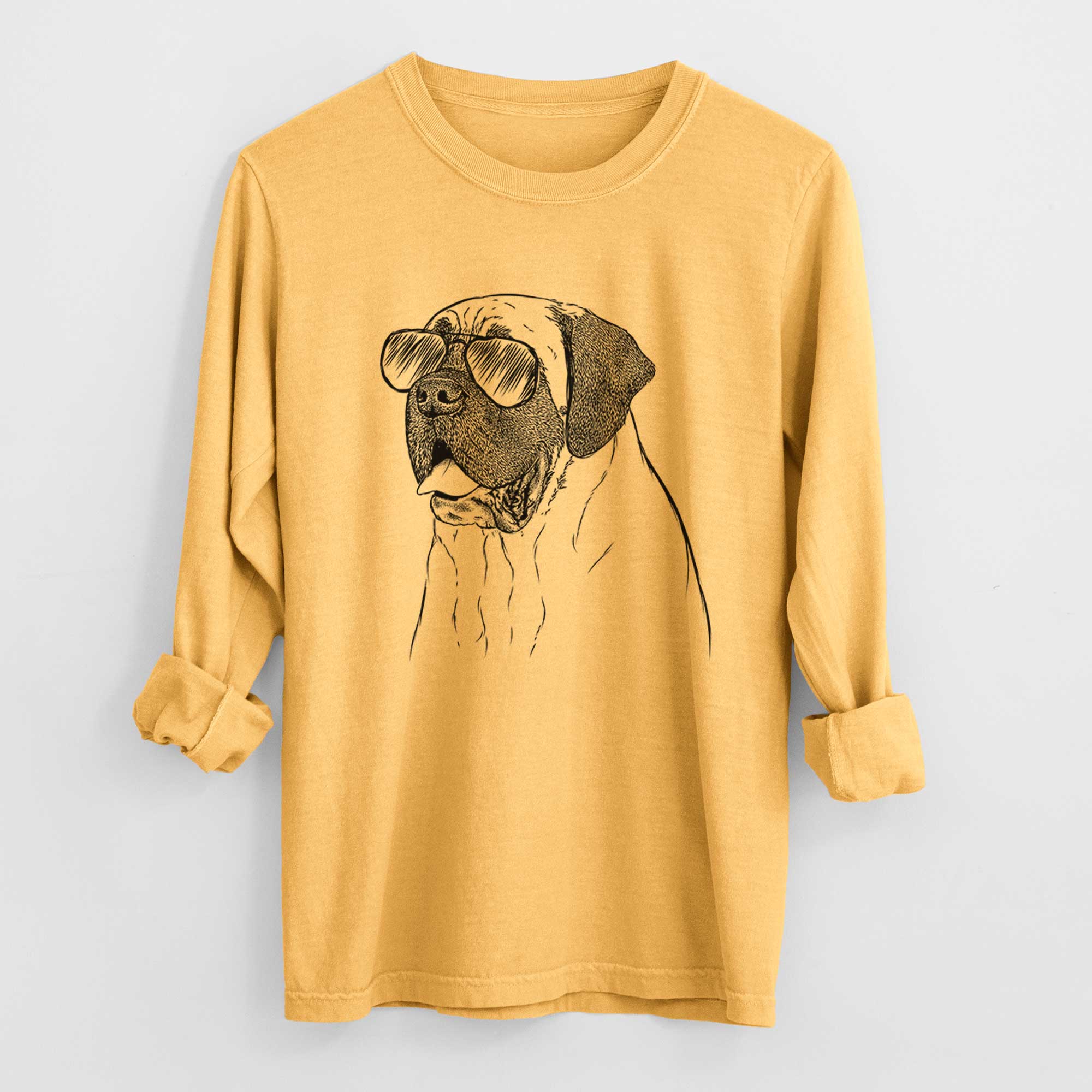 Aviator Sterling the English Mastiff - Men's Heavyweight 100% Cotton Long Sleeve