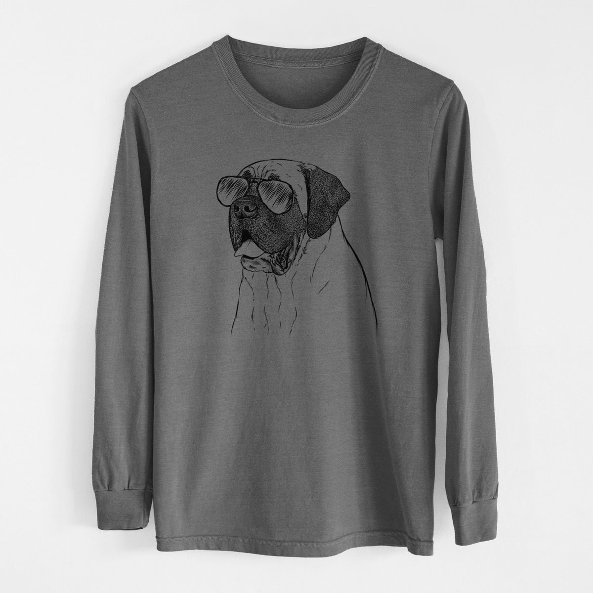 Aviator Sterling the English Mastiff - Men&#39;s Heavyweight 100% Cotton Long Sleeve