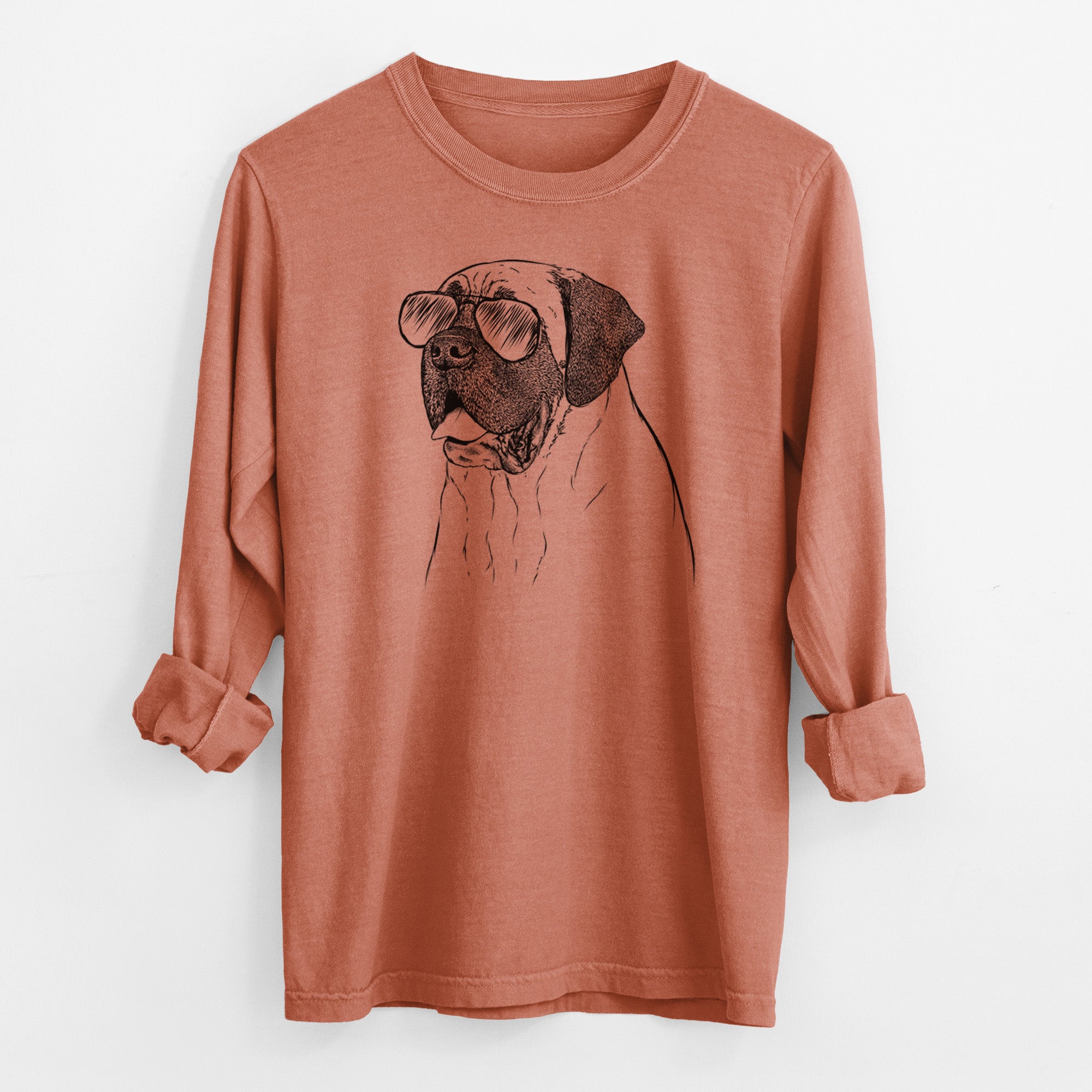 Aviator Sterling the English Mastiff - Men's Heavyweight 100% Cotton Long Sleeve