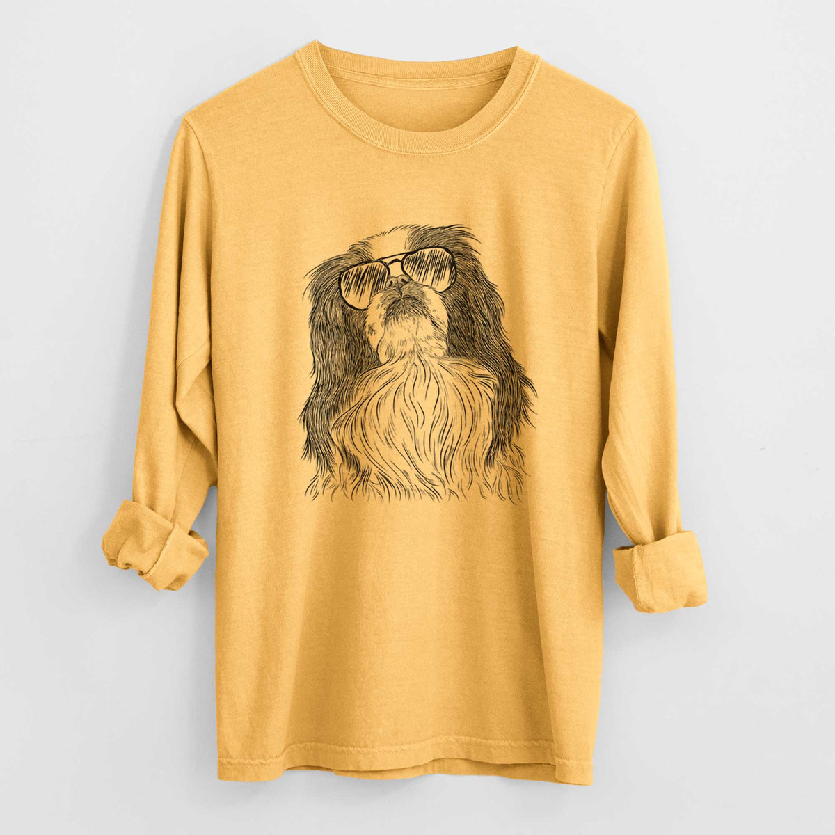 Aviator Suki the Japanese Chin - Men's Heavyweight 100% Cotton Long Sleeve