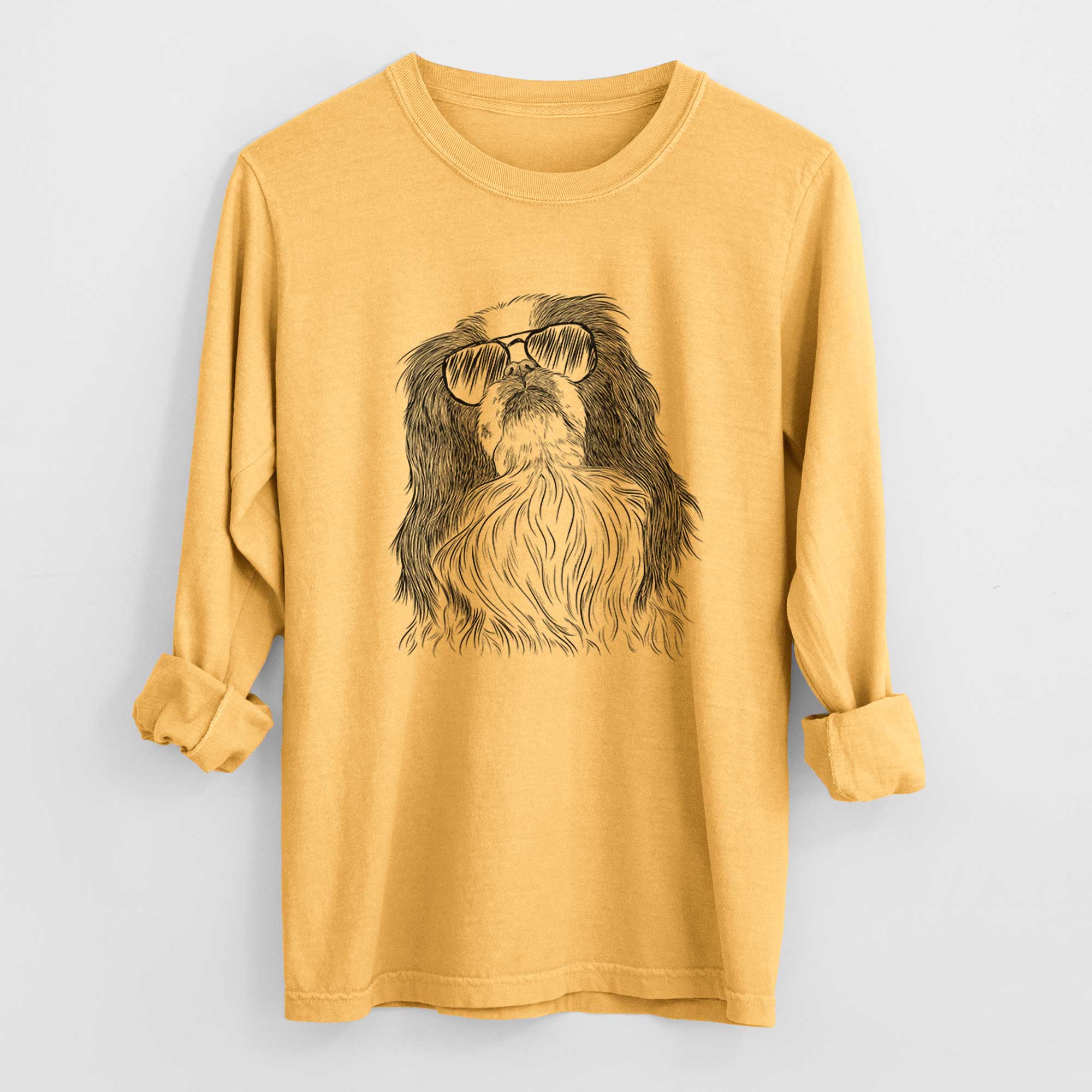 Aviator Suki the Japanese Chin - Men's Heavyweight 100% Cotton Long Sleeve