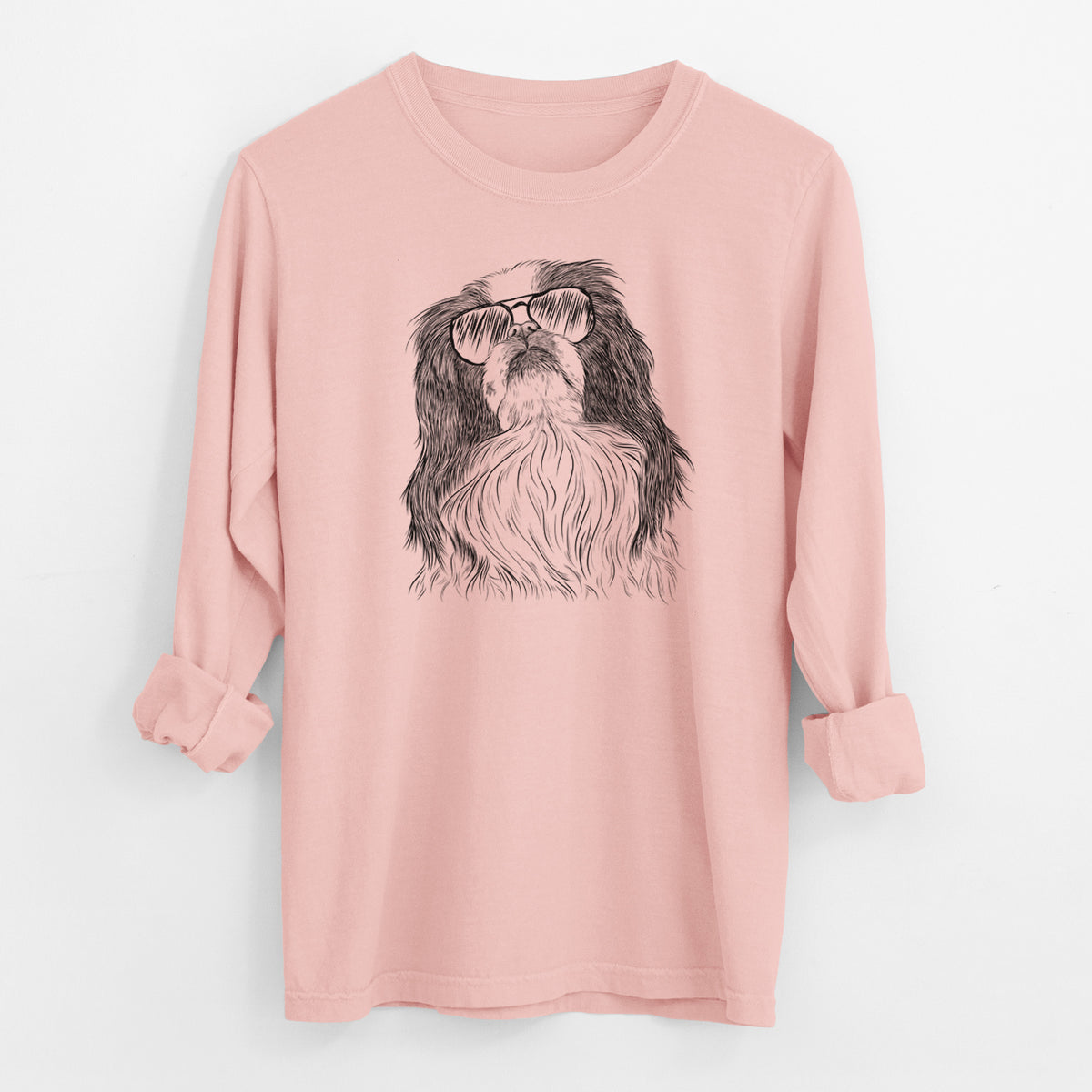 Aviator Suki the Japanese Chin - Men's Heavyweight 100% Cotton Long Sleeve