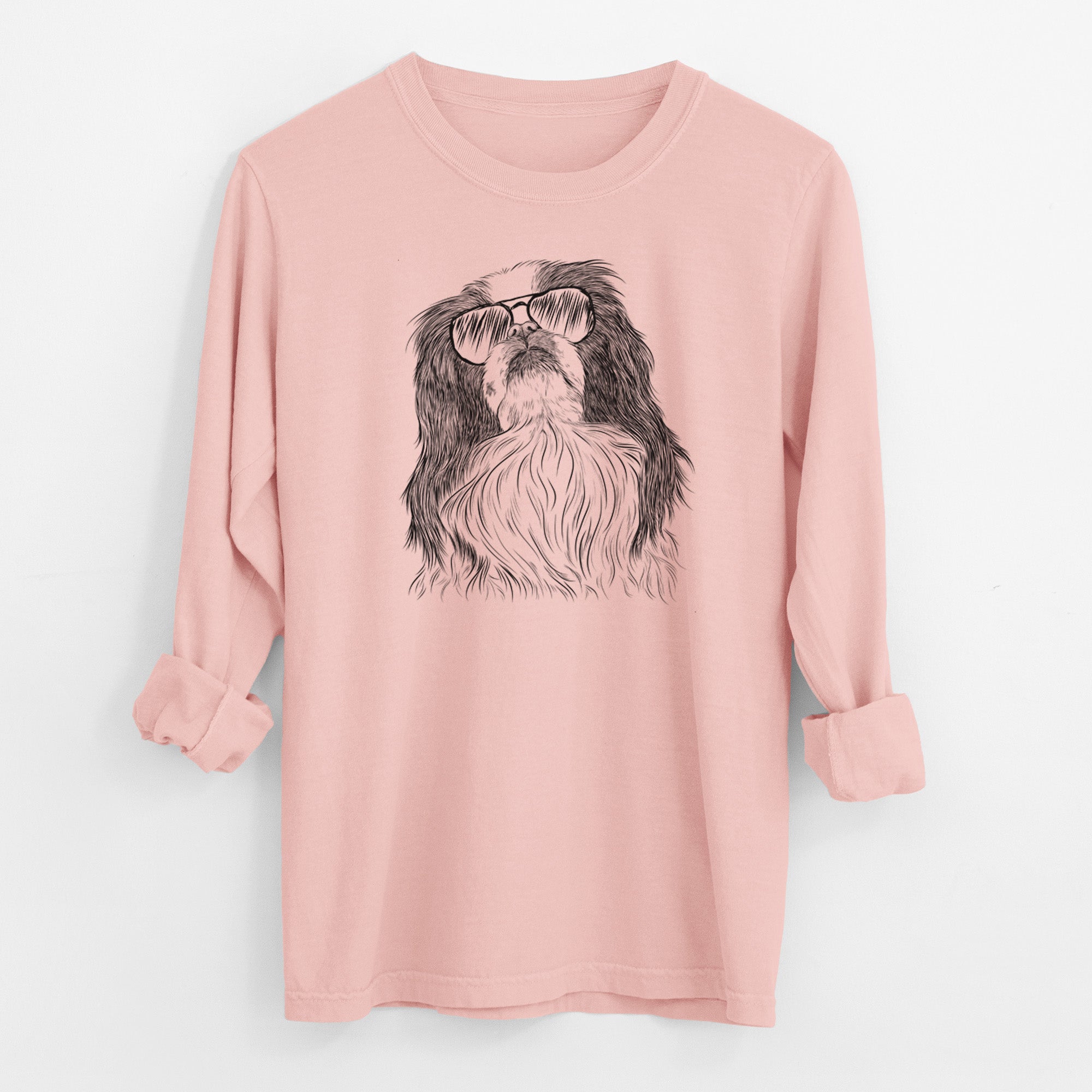 Aviator Suki the Japanese Chin - Men's Heavyweight 100% Cotton Long Sleeve