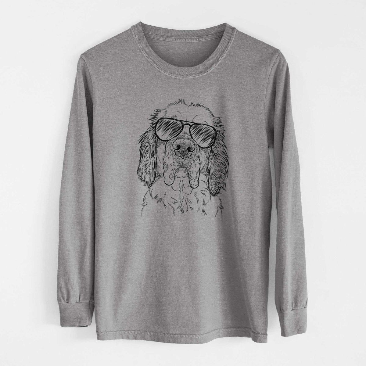 Aviator Sully the Clumber Spaniel - Men's Heavyweight 100% Cotton Long Sleeve