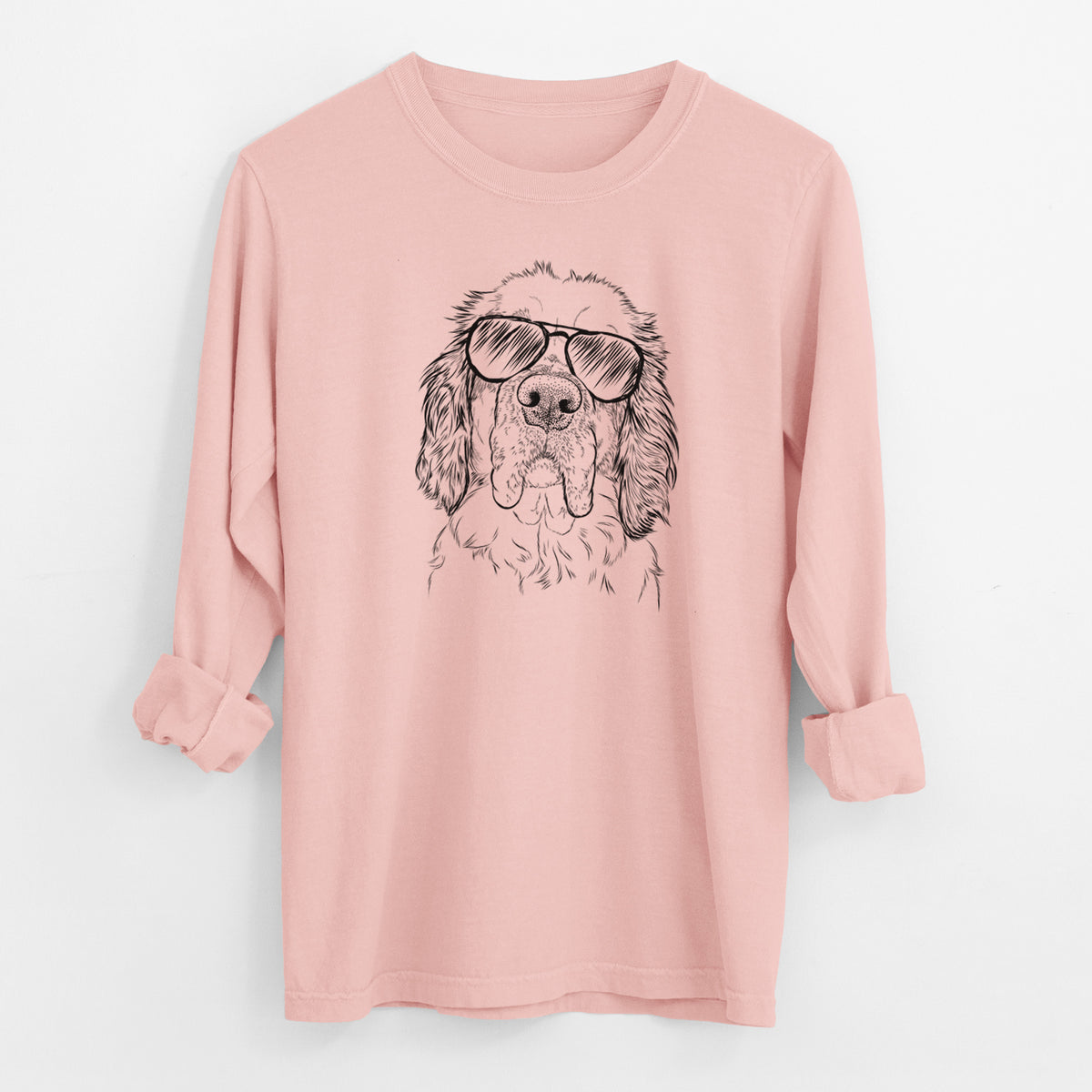 Aviator Sully the Clumber Spaniel - Men's Heavyweight 100% Cotton Long Sleeve