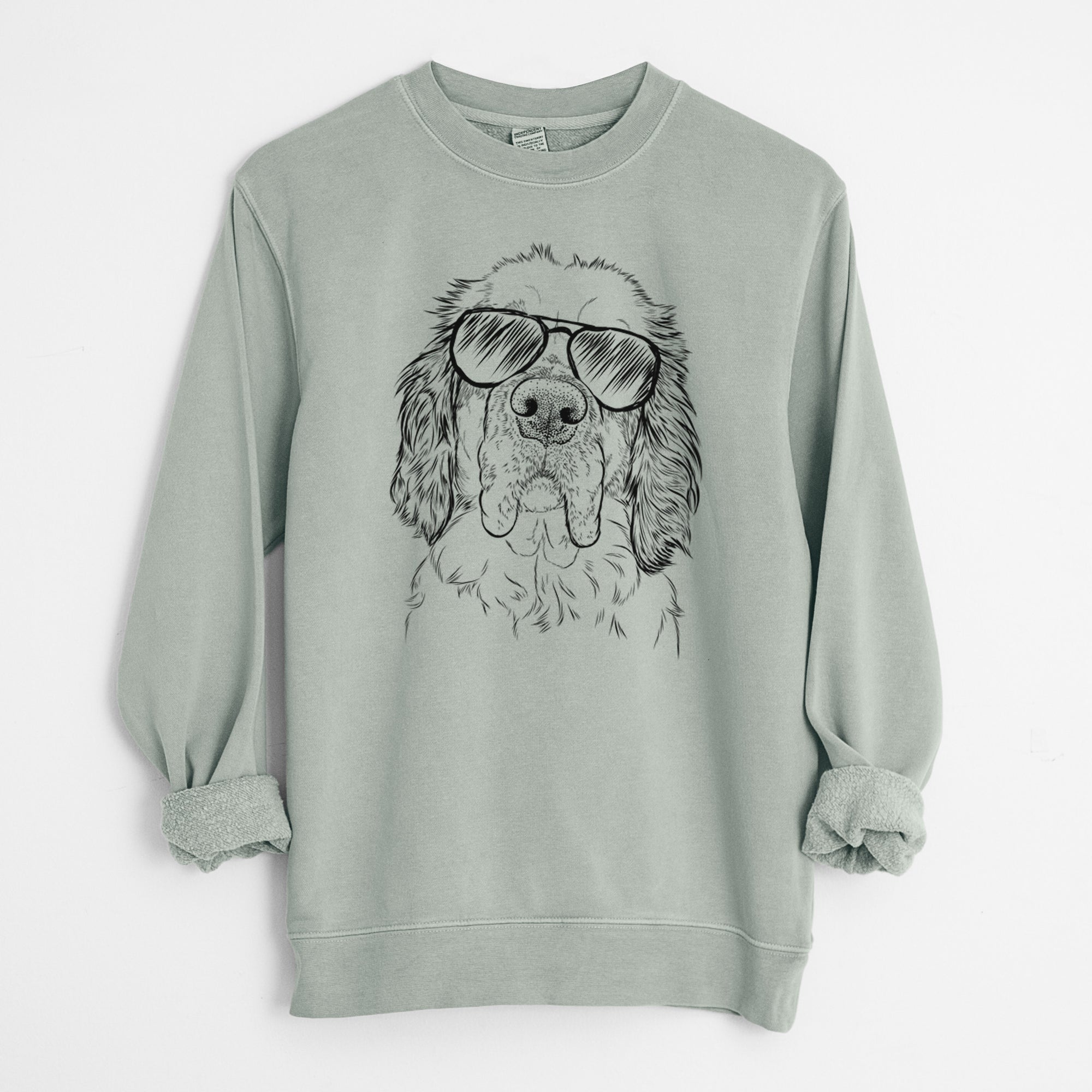 Aviator Sully the Clumber Spaniel - Unisex Pigment Dyed Crew Sweatshirt