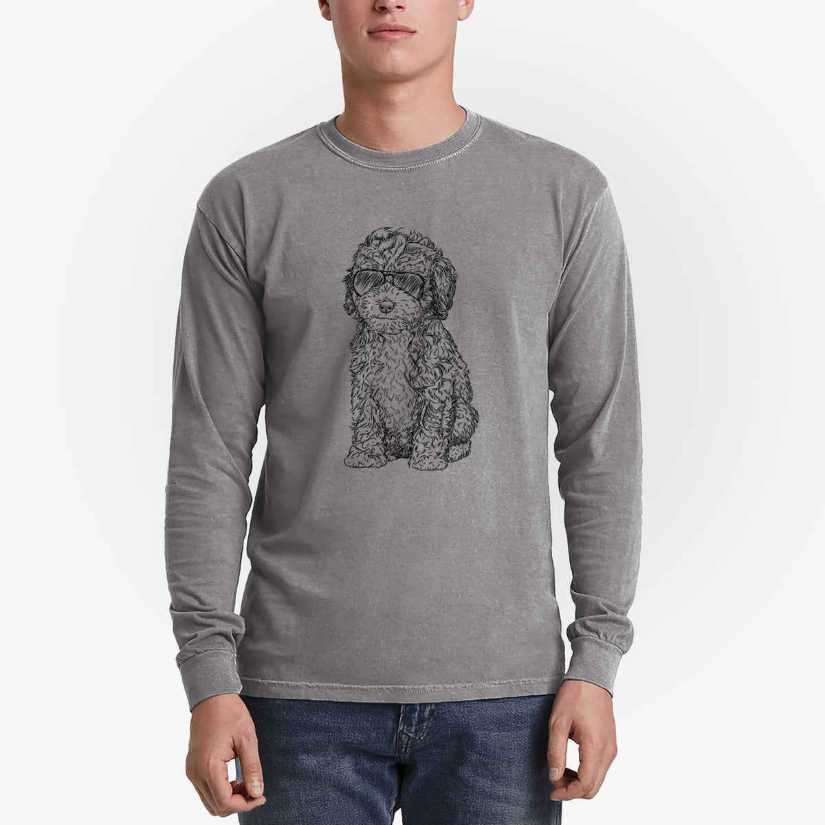 Aviator Sweet Tea the Mini Doodle - Men's Heavyweight 100% Cotton Long Sleeve