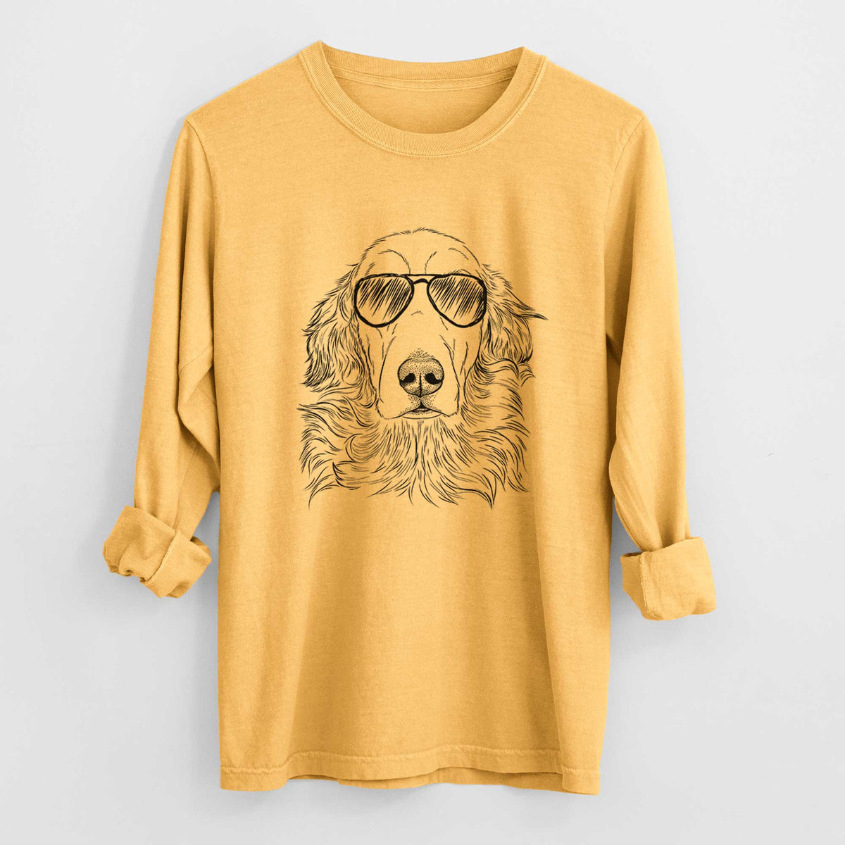 Aviator Sydney the Golden Retriever - Men's Heavyweight 100% Cotton Long Sleeve