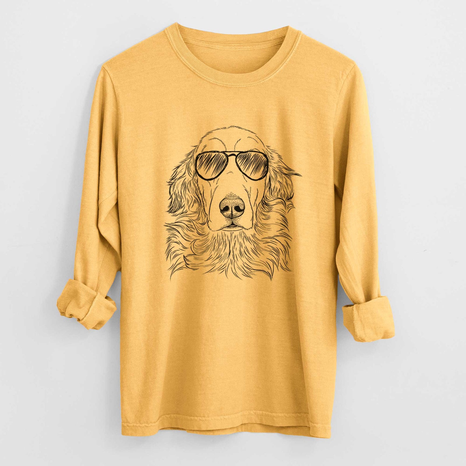 Aviator Sydney the Golden Retriever - Men's Heavyweight 100% Cotton Long Sleeve