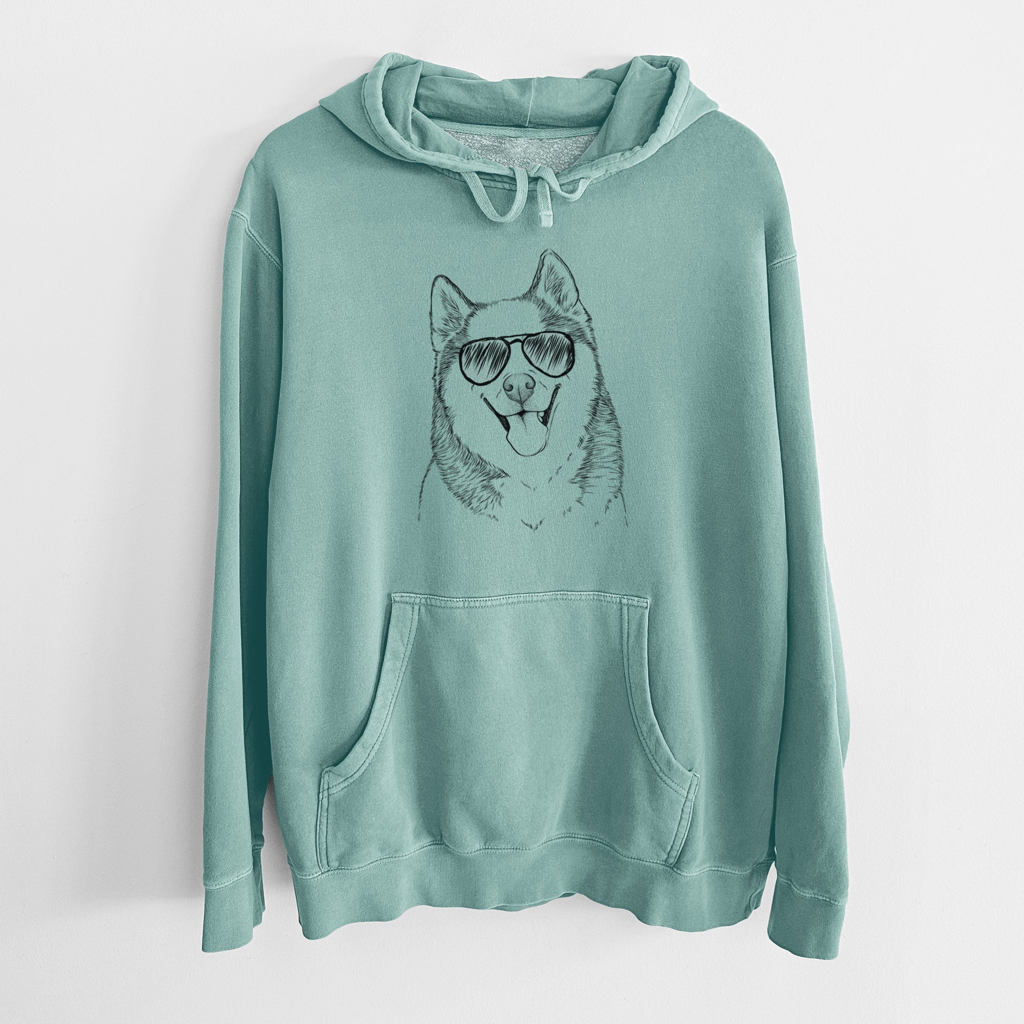 Aviator Teak the Siberian Husky - Unisex Pigment Dyed Hoodie