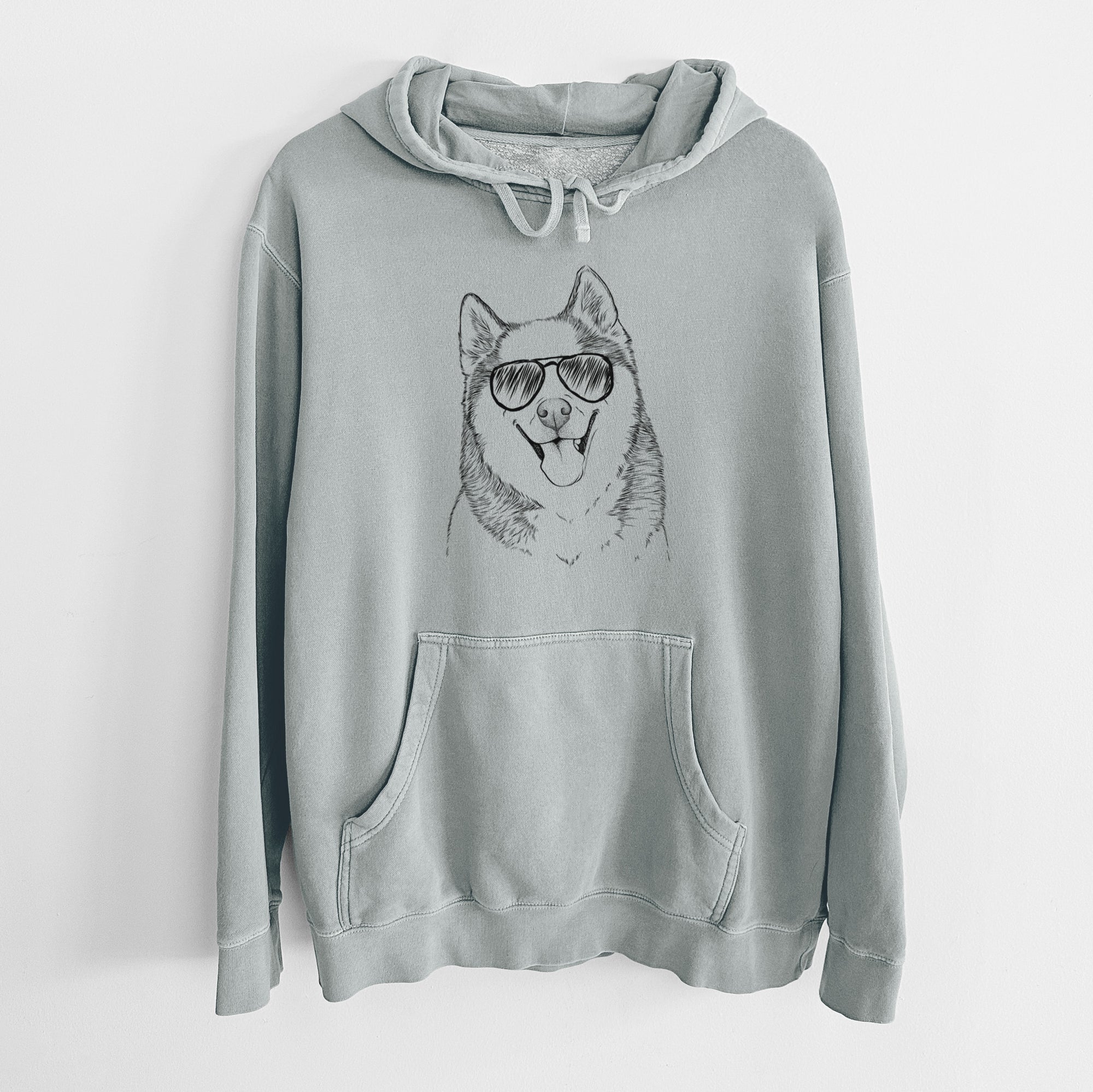 Aviator Teak the Siberian Husky - Unisex Pigment Dyed Hoodie