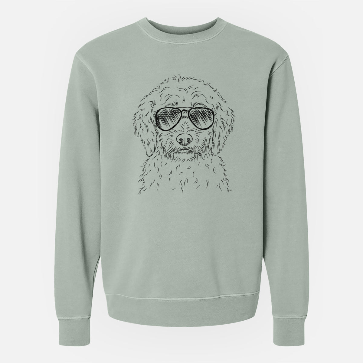 Aviator Teddy the Labradoodle - Unisex Pigment Dyed Crew Sweatshirt