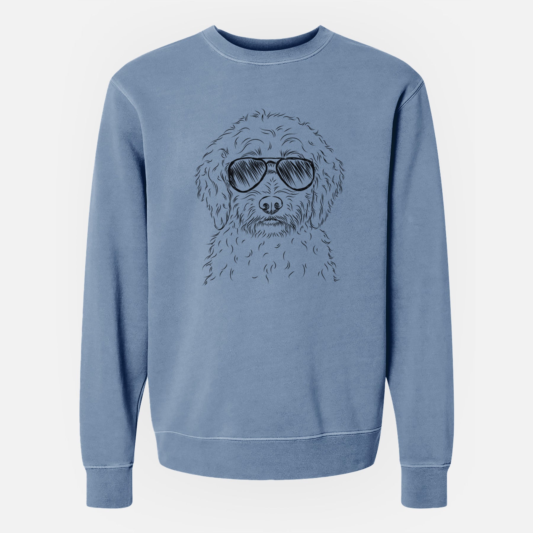 Aviator Teddy the Labradoodle - Unisex Pigment Dyed Crew Sweatshirt