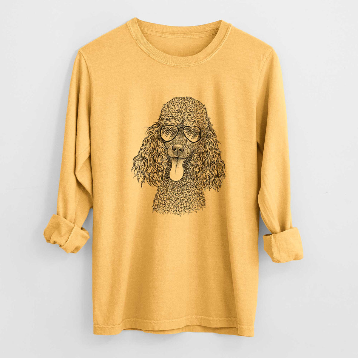 Aviator Teddy the Mini Poodle - Men's Heavyweight 100% Cotton Long Sleeve