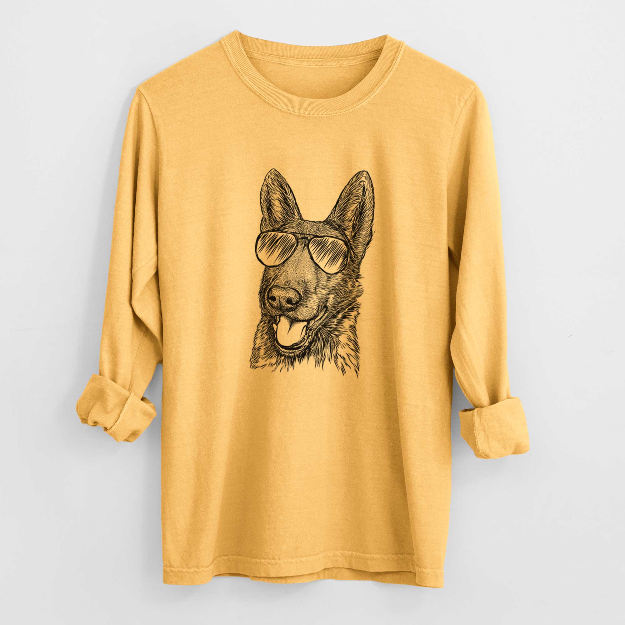 Aviator Tena the German Shepherd - Men's Heavyweight 100% Cotton Long Sleeve