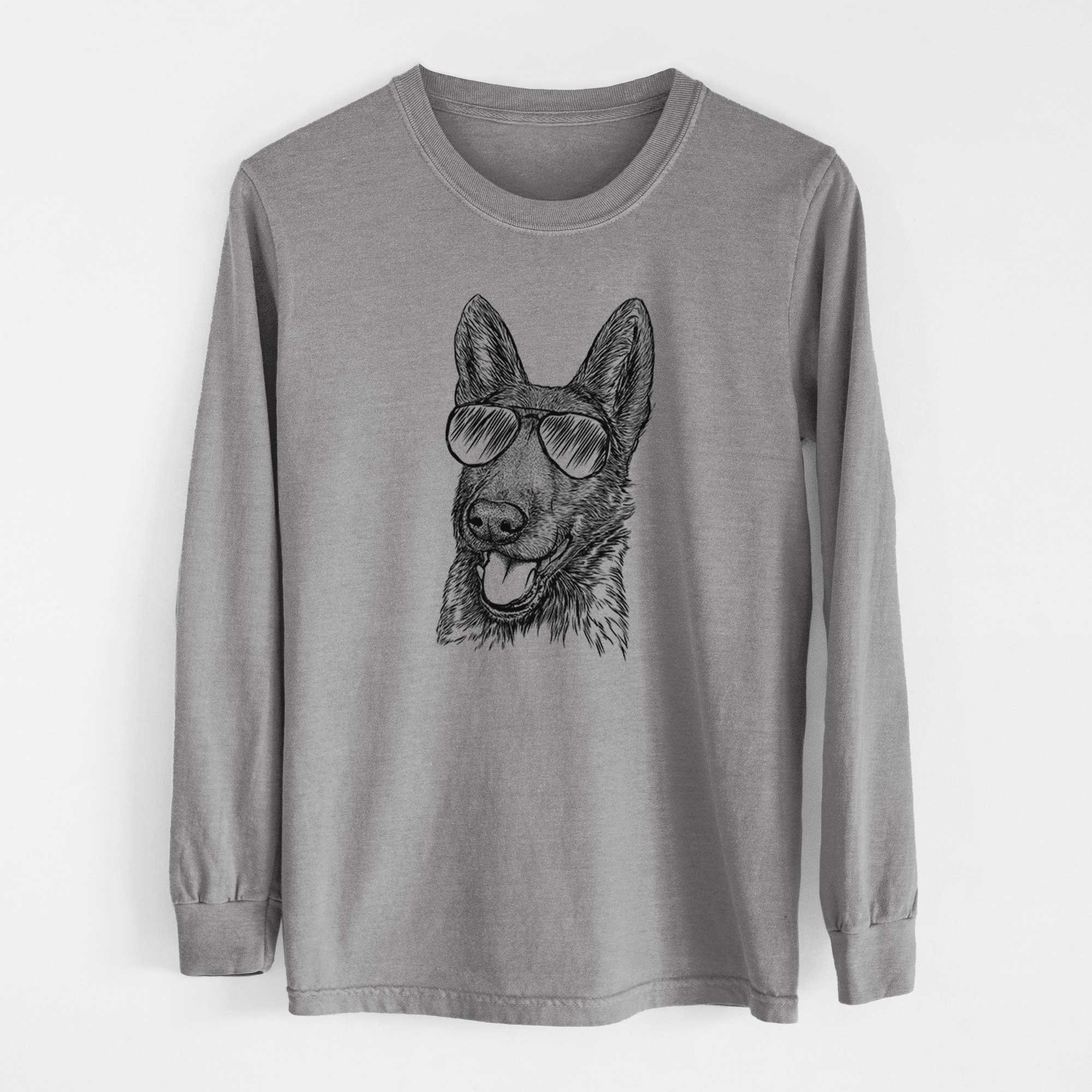 Aviator Tena the German Shepherd - Men's Heavyweight 100% Cotton Long Sleeve