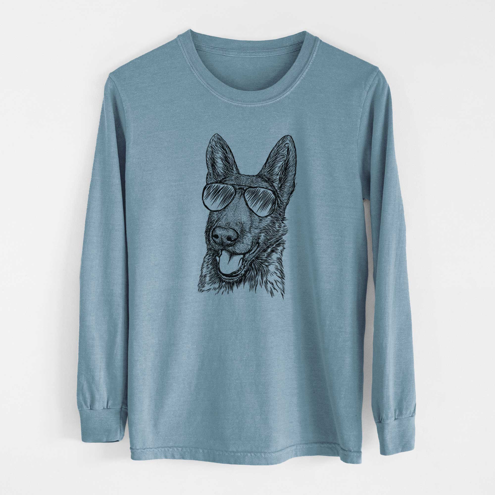 Aviator Tena the German Shepherd - Men's Heavyweight 100% Cotton Long Sleeve