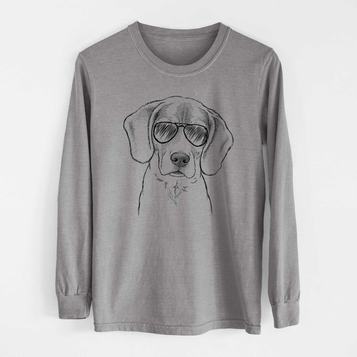 Aviator Thea the Beagle - Men's Heavyweight 100% Cotton Long Sleeve