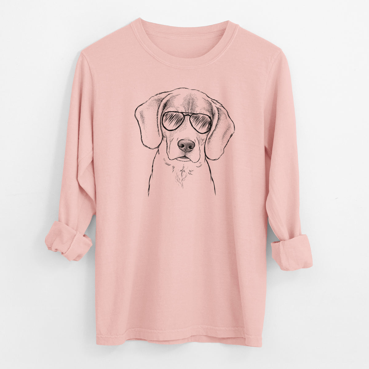 Aviator Thea the Beagle - Men's Heavyweight 100% Cotton Long Sleeve