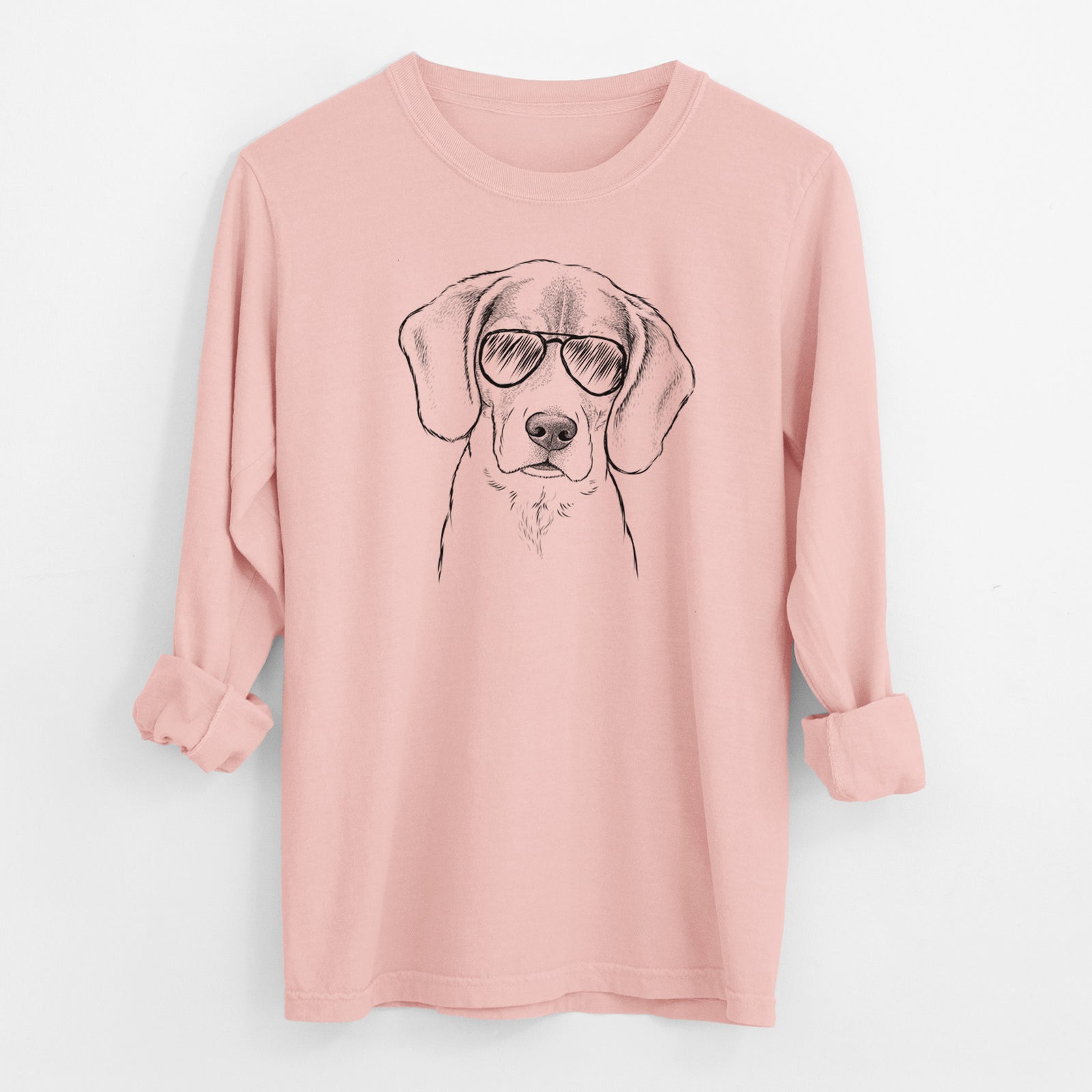 Aviator Thea the Beagle - Men's Heavyweight 100% Cotton Long Sleeve