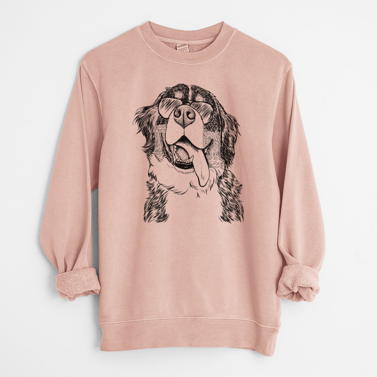 Aviator Theo the Bernese Mountain Dog - Unisex Pigment Dyed Crew Sweatshirt