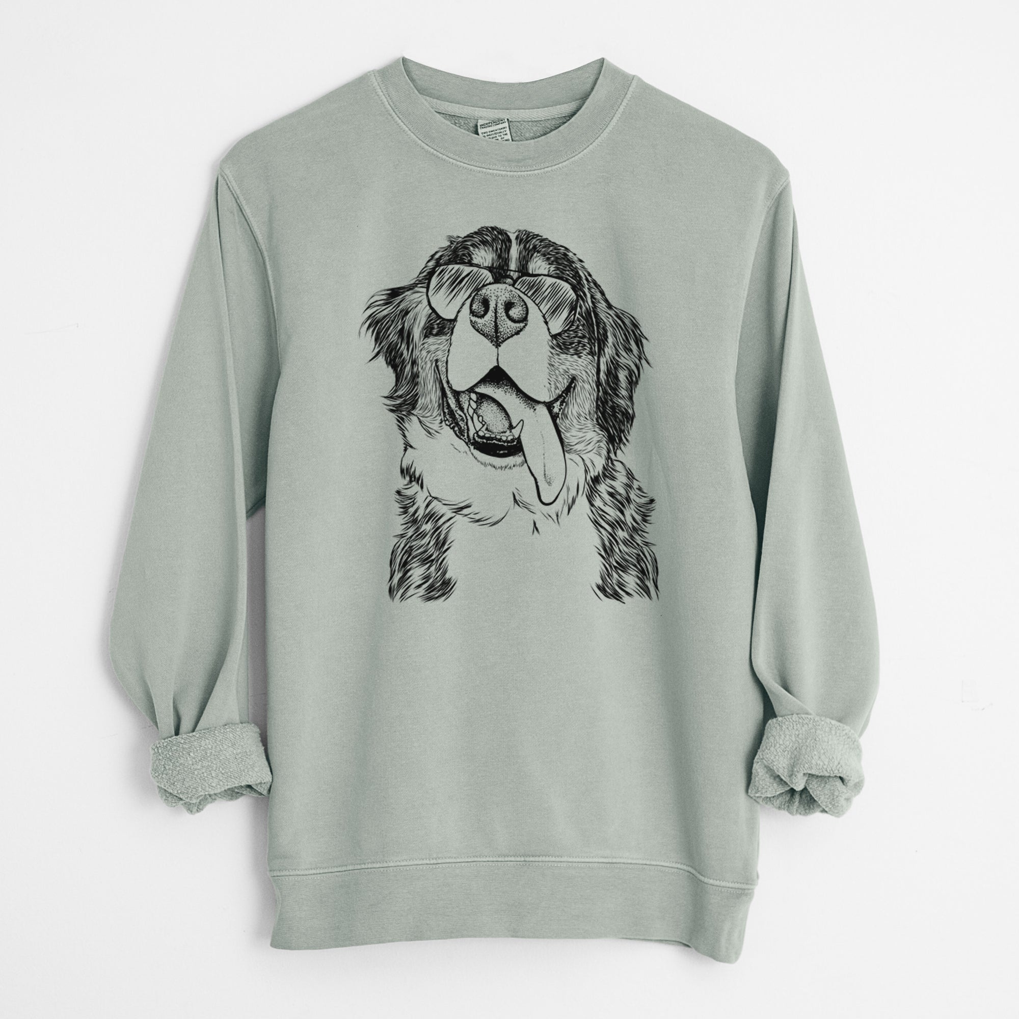 Aviator Theo the Bernese Mountain Dog - Unisex Pigment Dyed Crew Sweatshirt