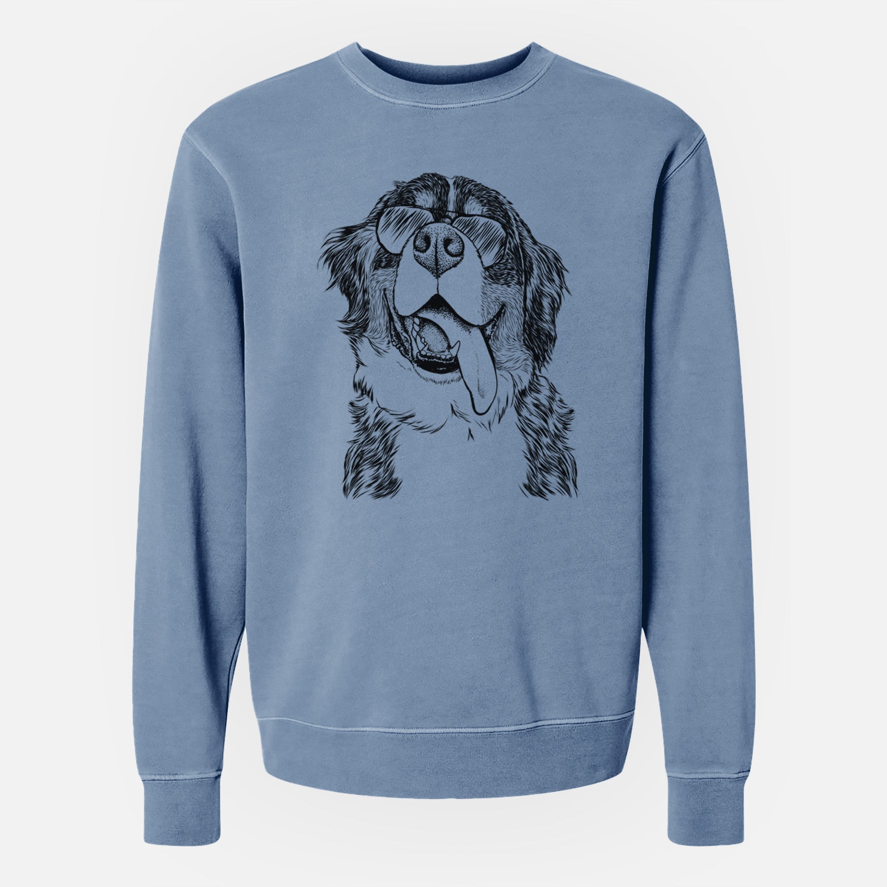 Aviator Theo the Bernese Mountain Dog - Unisex Pigment Dyed Crew Sweatshirt