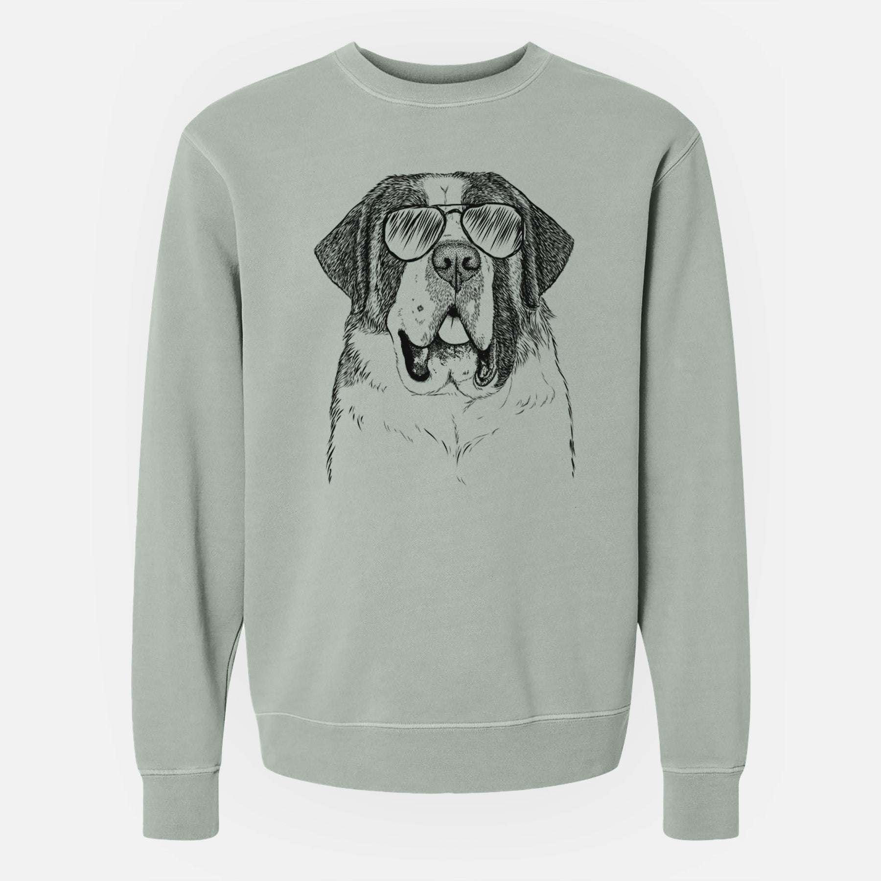 Aviator Thor the Saint Bernard - Unisex Pigment Dyed Crew Sweatshirt