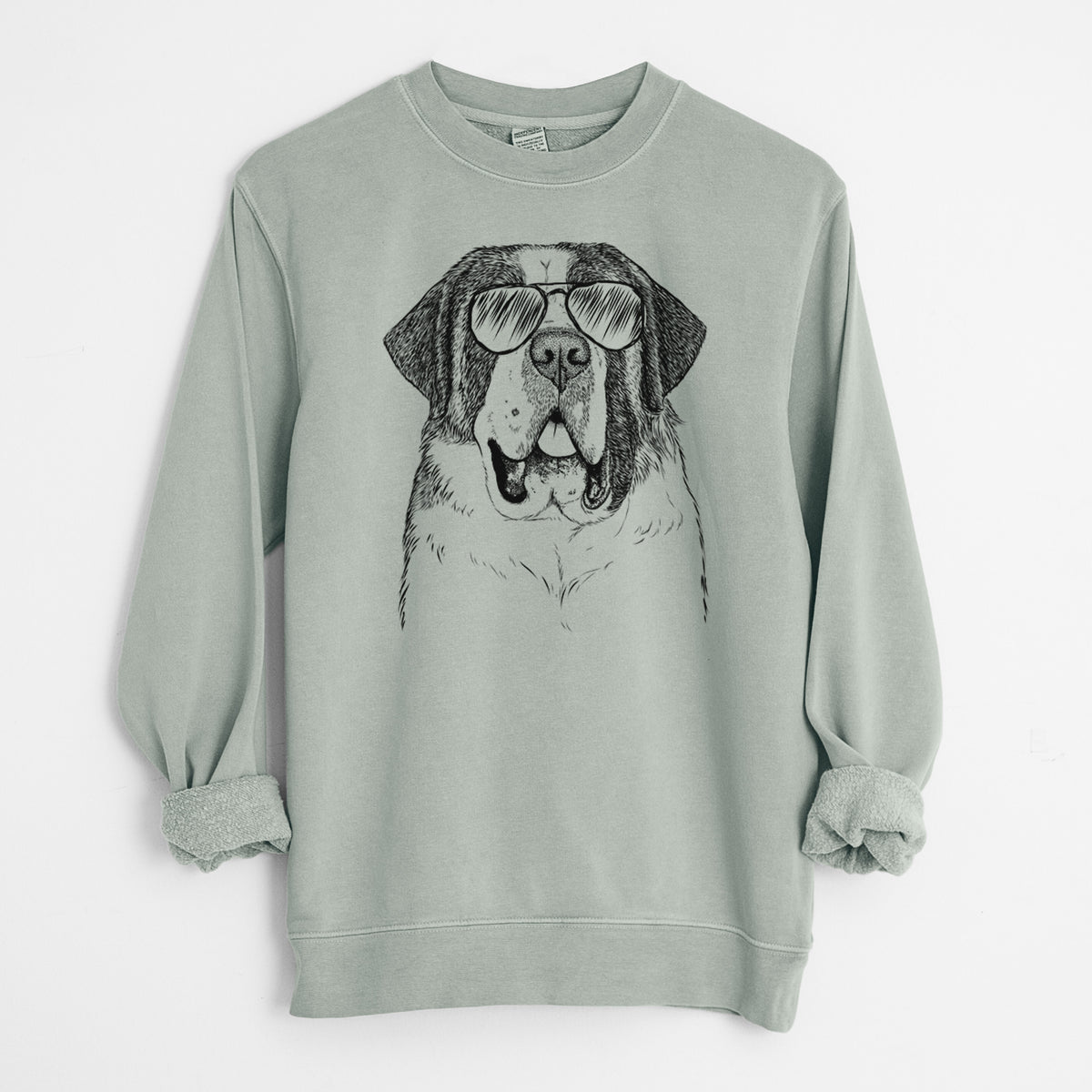 Aviator Thor the Saint Bernard - Unisex Pigment Dyed Crew Sweatshirt