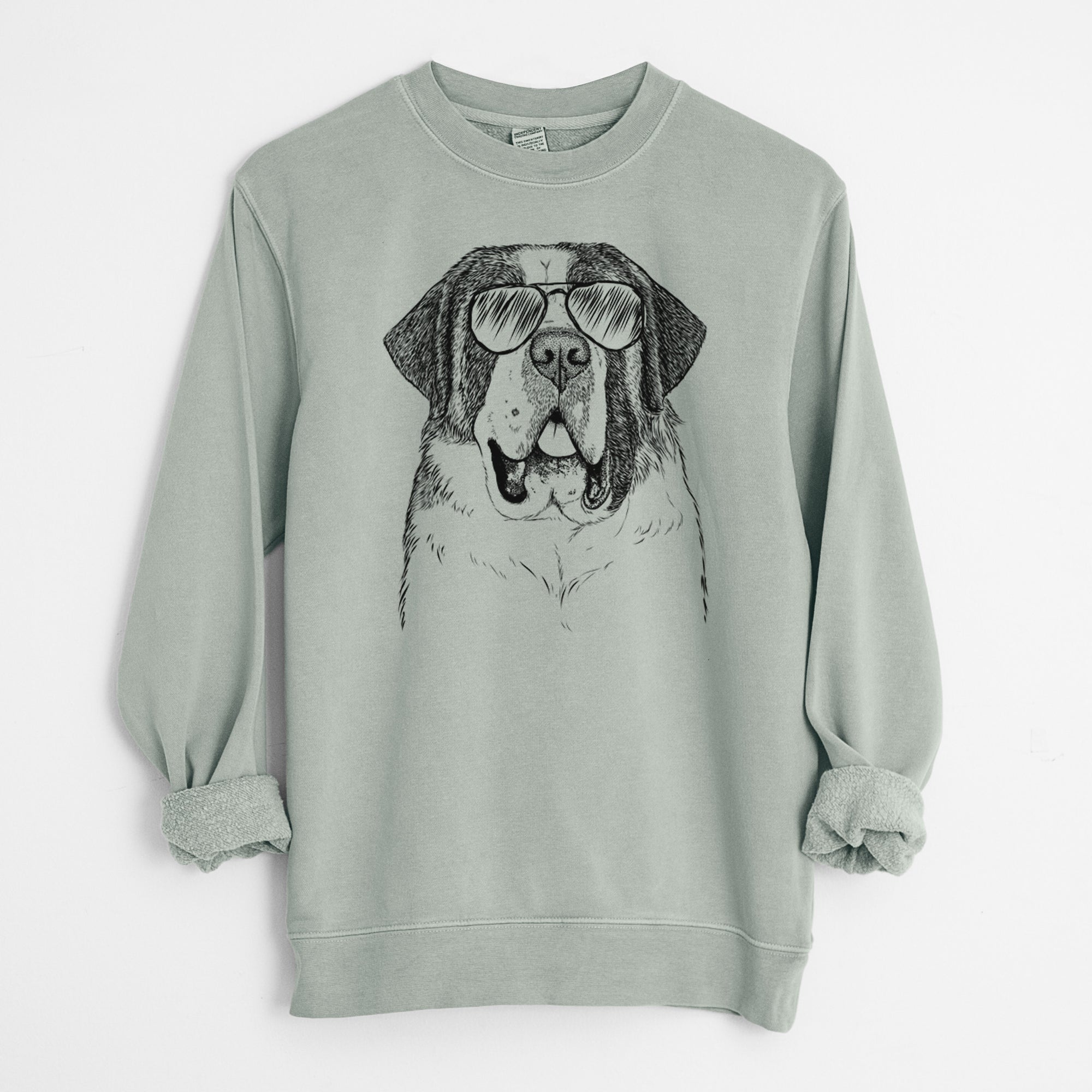 Aviator Thor the Saint Bernard - Unisex Pigment Dyed Crew Sweatshirt