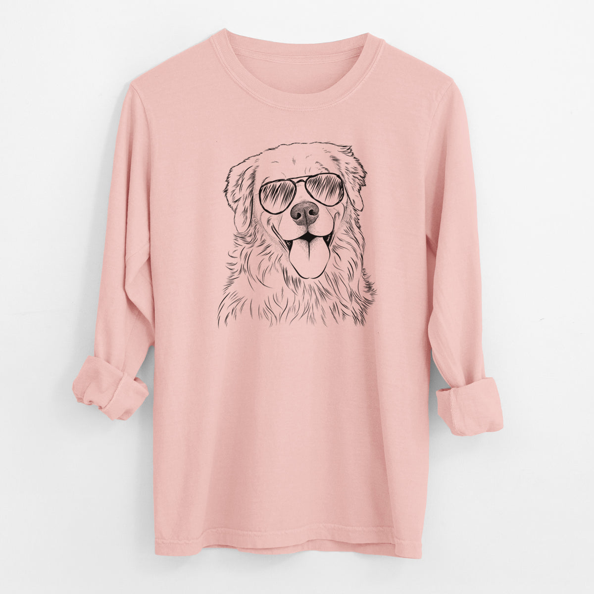 Aviator Ticket the Golden Retriever - Men's Heavyweight 100% Cotton Long Sleeve