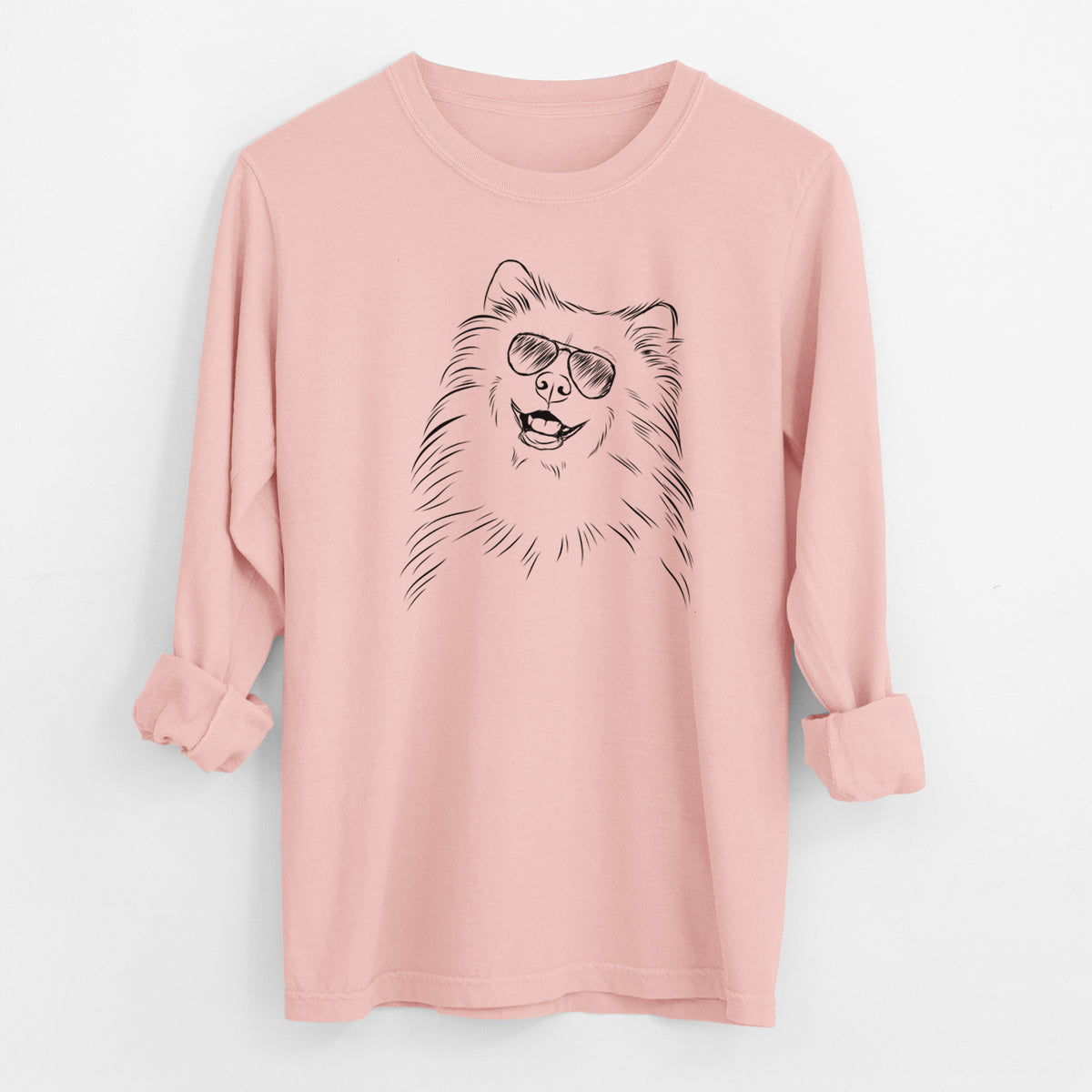 Aviator Tillie the Samoyed - Men's Heavyweight 100% Cotton Long Sleeve