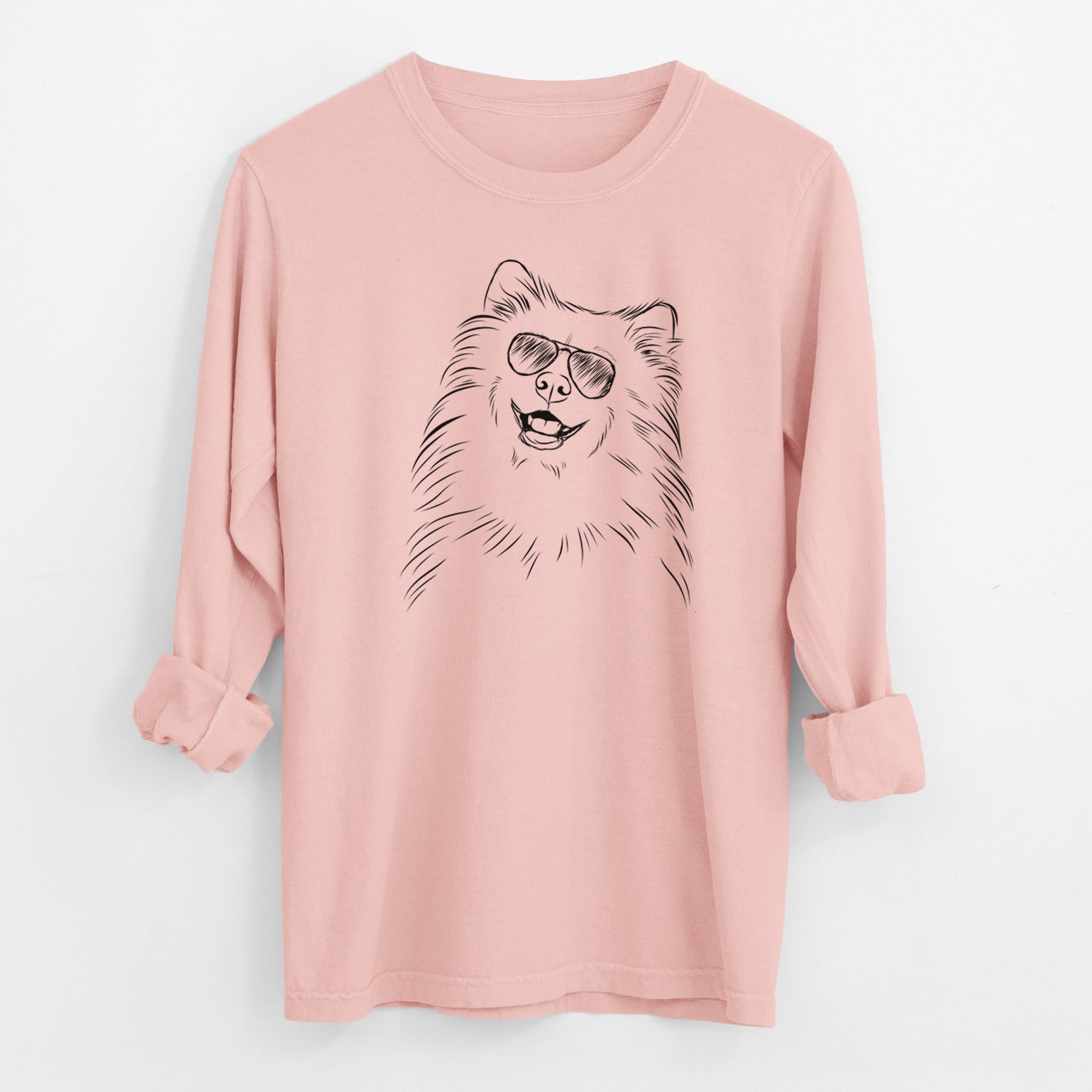 Aviator Tillie the Samoyed - Men's Heavyweight 100% Cotton Long Sleeve