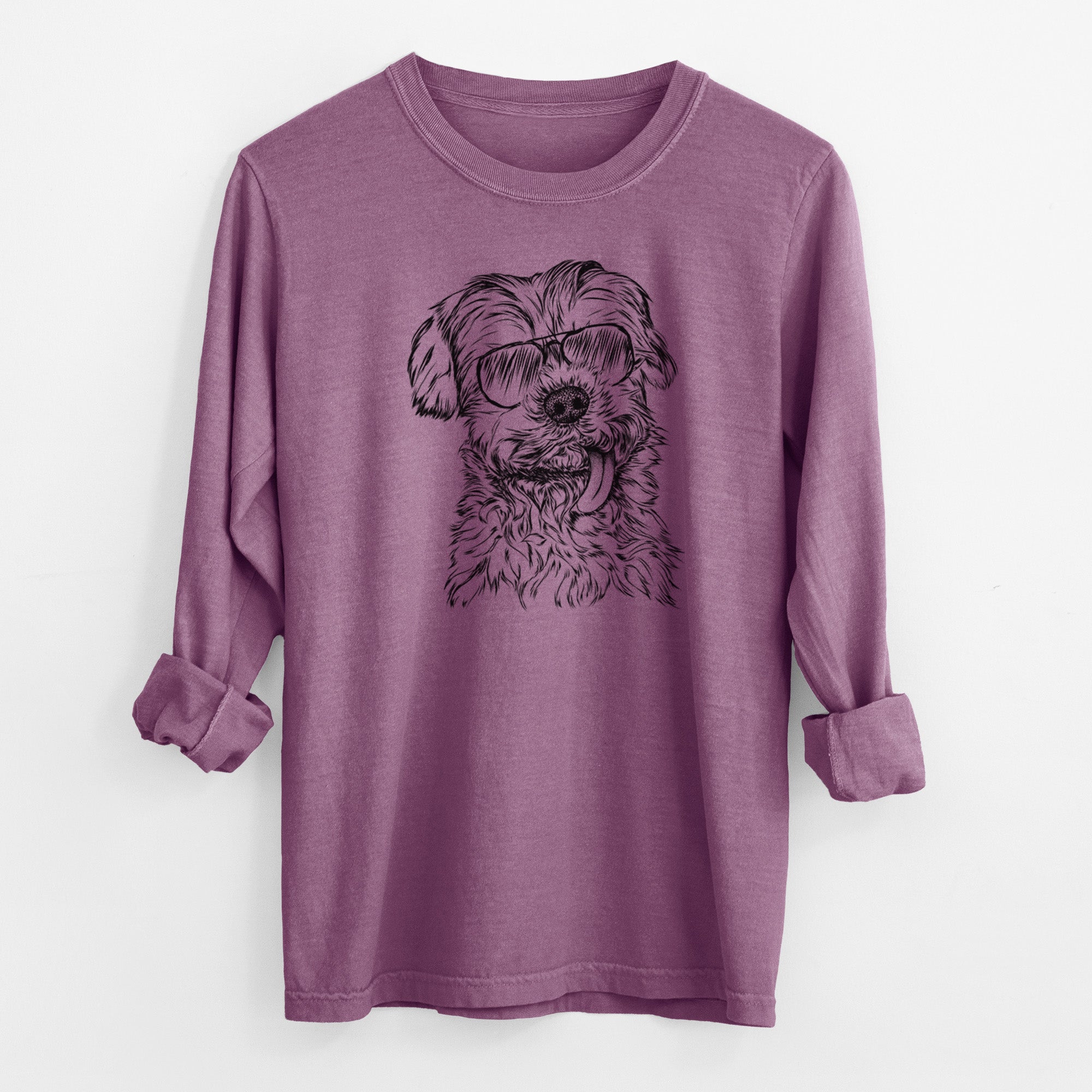 Aviator Tiny Titan the Shih Tzu - Men's Heavyweight 100% Cotton Long Sleeve