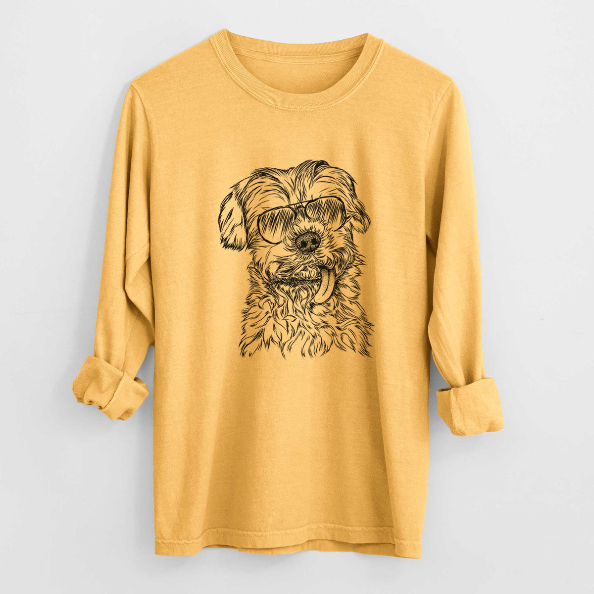 Aviator Tiny Titan the Shih Tzu - Men's Heavyweight 100% Cotton Long Sleeve