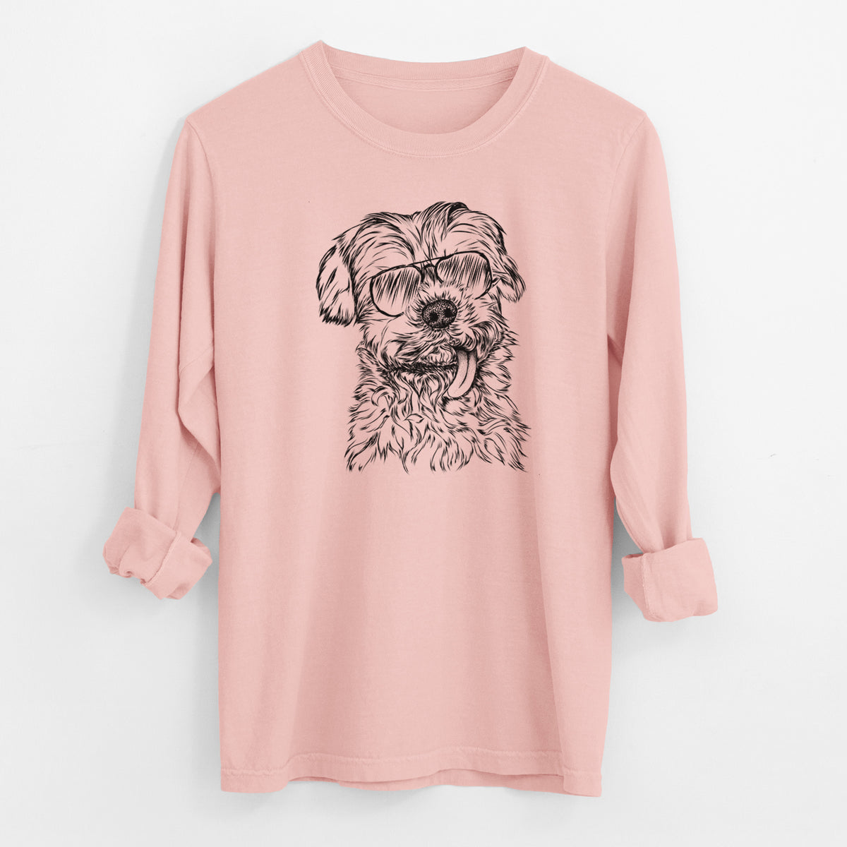 Aviator Tiny Titan the Shih Tzu - Men's Heavyweight 100% Cotton Long Sleeve