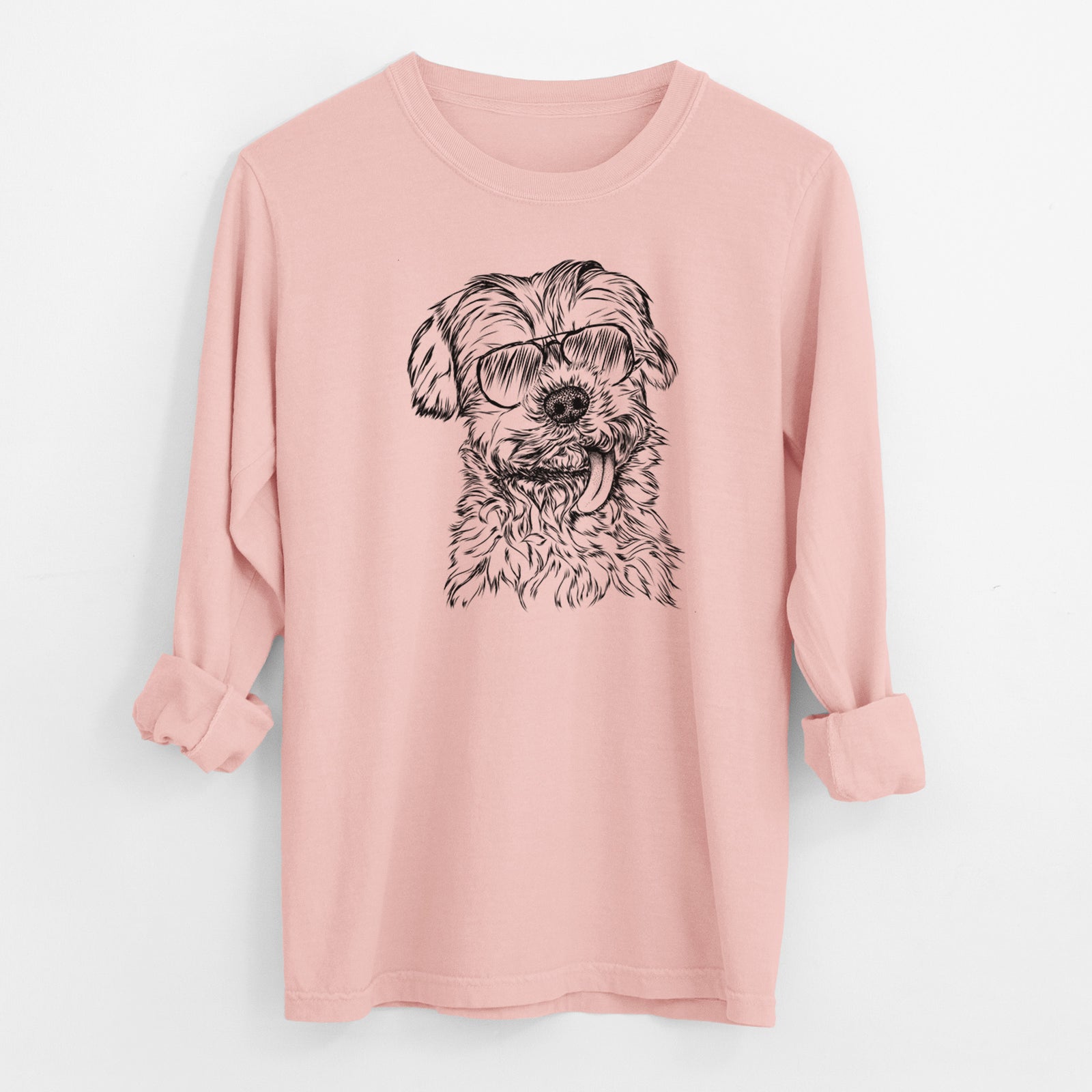 Aviator Tiny Titan the Shih Tzu - Men's Heavyweight 100% Cotton Long Sleeve