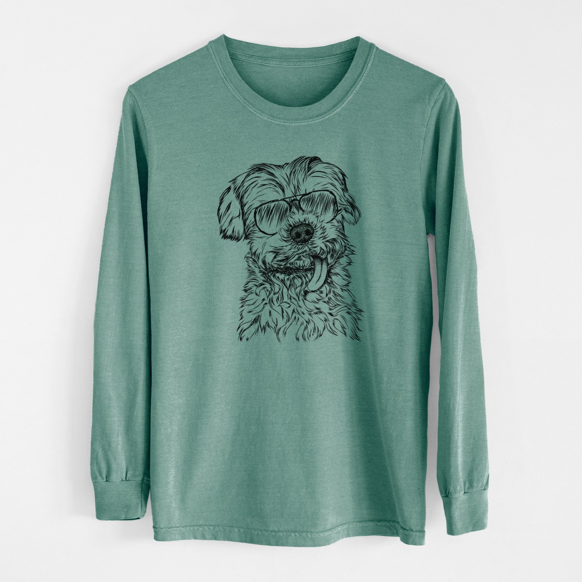 Aviator Tiny Titan the Shih Tzu - Men's Heavyweight 100% Cotton Long Sleeve