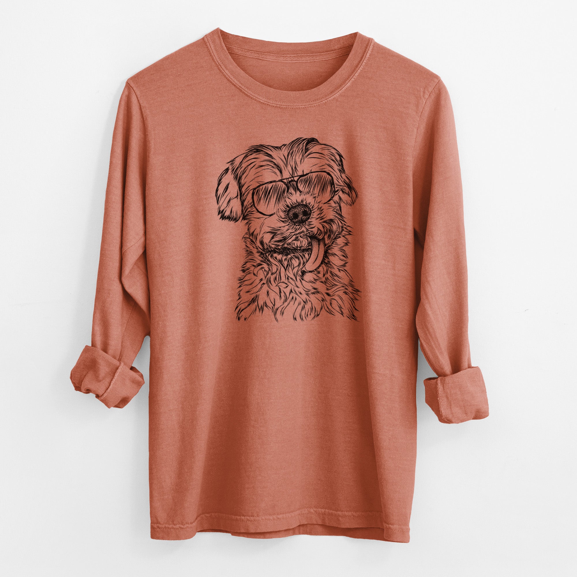 Aviator Tiny Titan the Shih Tzu - Men's Heavyweight 100% Cotton Long Sleeve