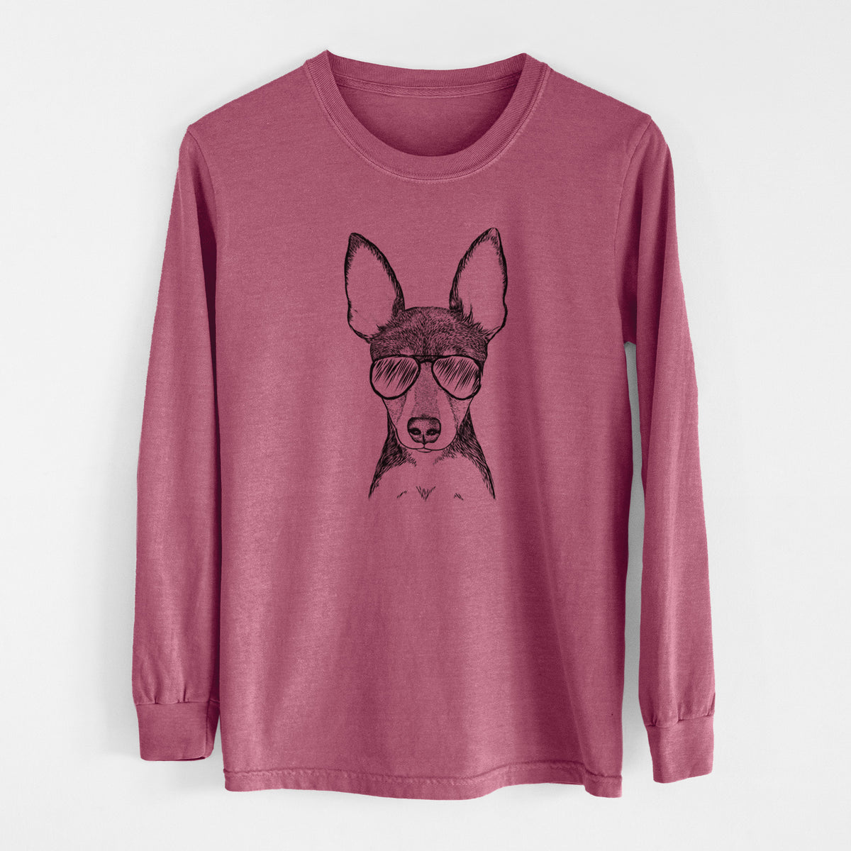 Aviator Tiny the Toy Fox Terrier - Men's Heavyweight 100% Cotton Long Sleeve