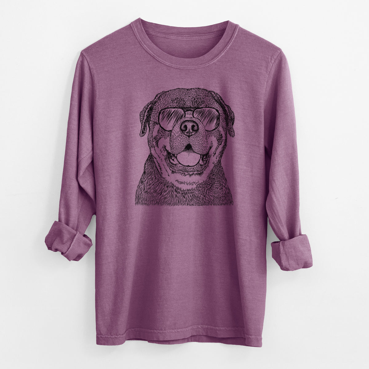 Aviator Titan the Rottweiler - Men's Heavyweight 100% Cotton Long Sleeve