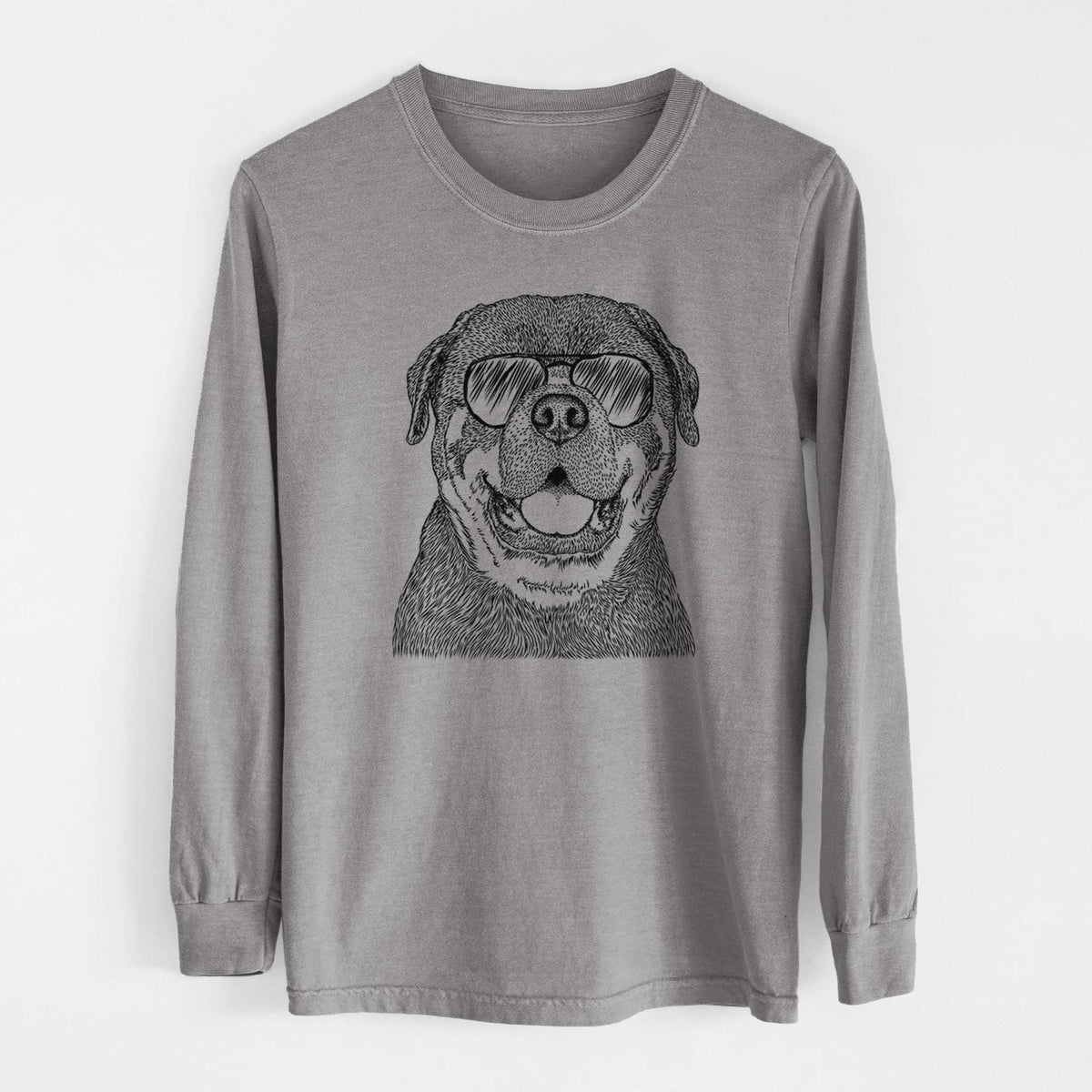Aviator Titan the Rottweiler - Men's Heavyweight 100% Cotton Long Sleeve